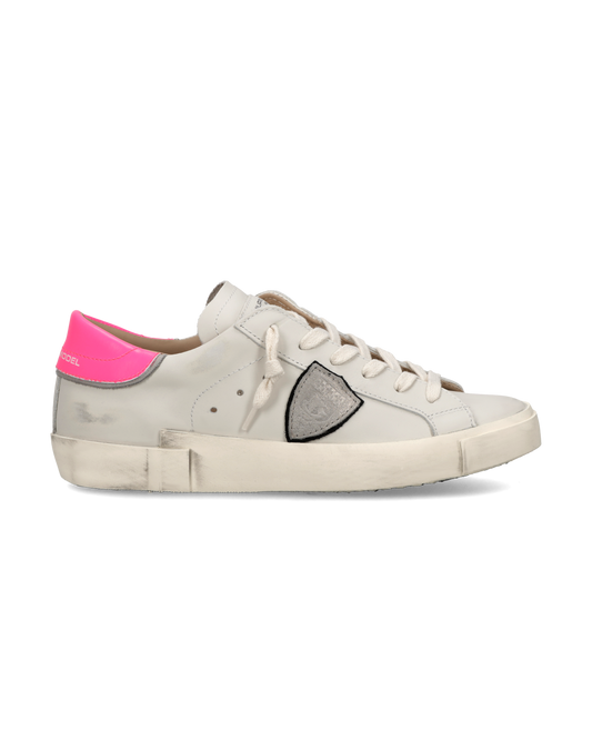 Baskets Prsx Femme, Blanc Crème et Rose Fluo