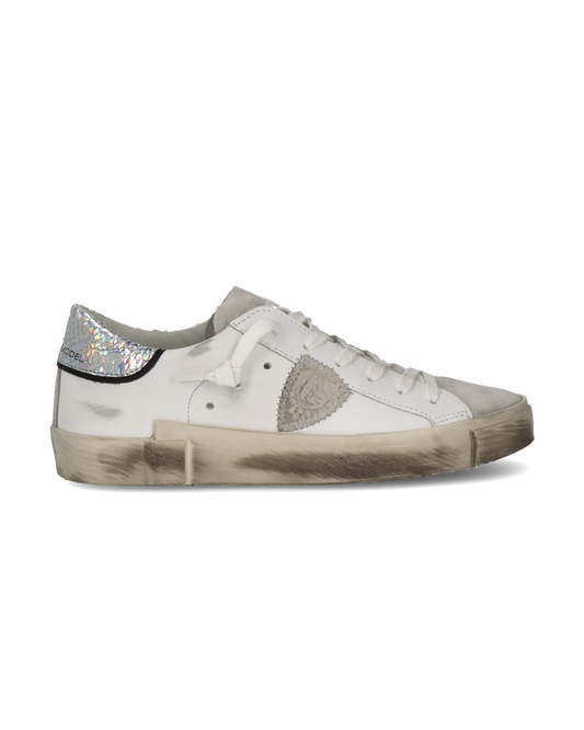 Women's Prsx Low-Top Sneakers in Leather, Silver White