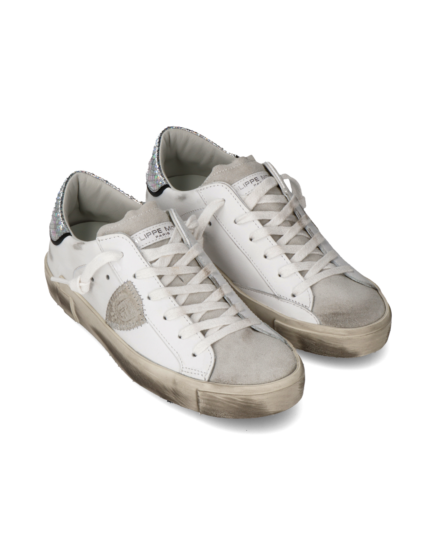 Women's Prsx Low-Top Sneakers in Leather, Silver White