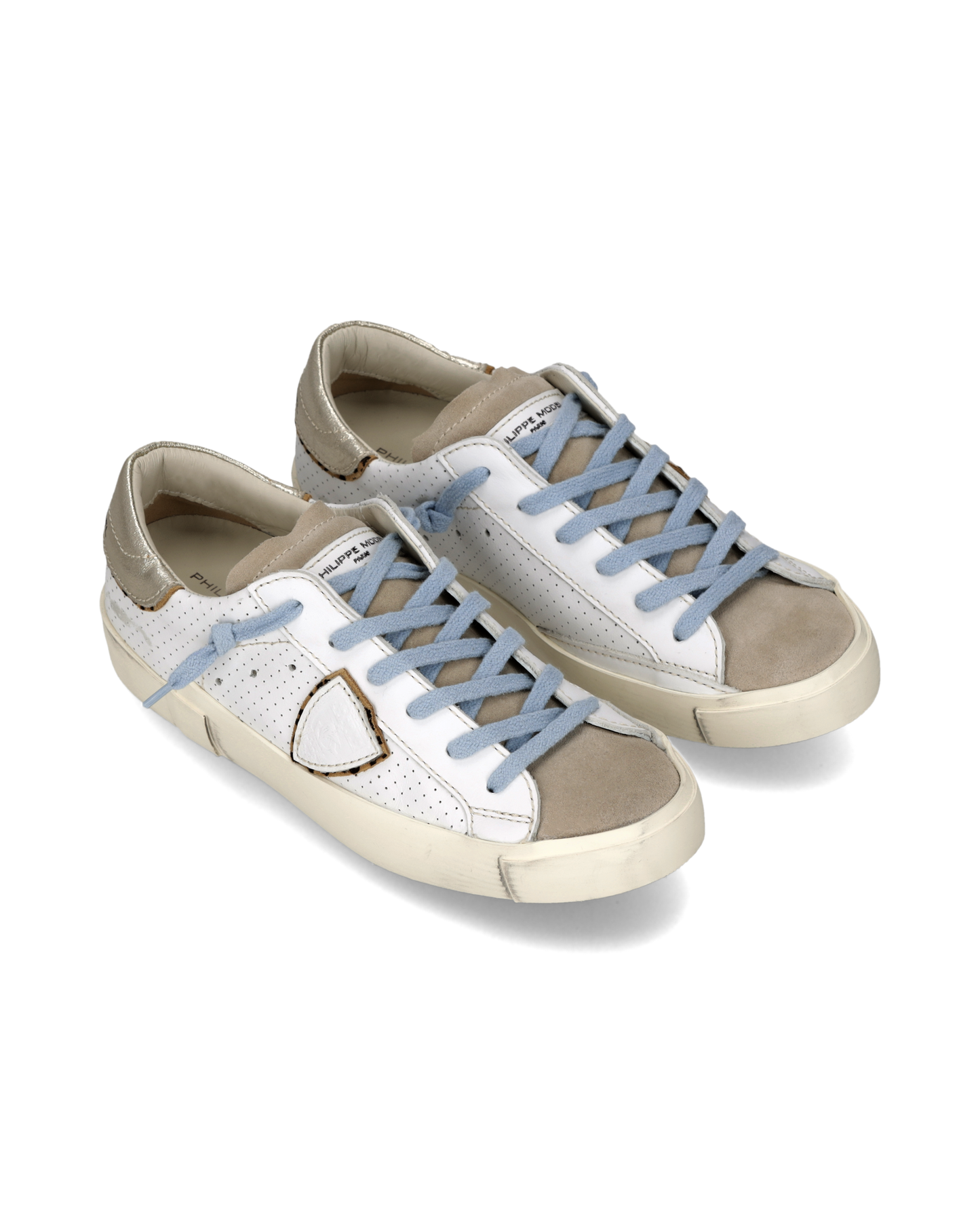 Baskets Prsx Femme, Blanc et Or