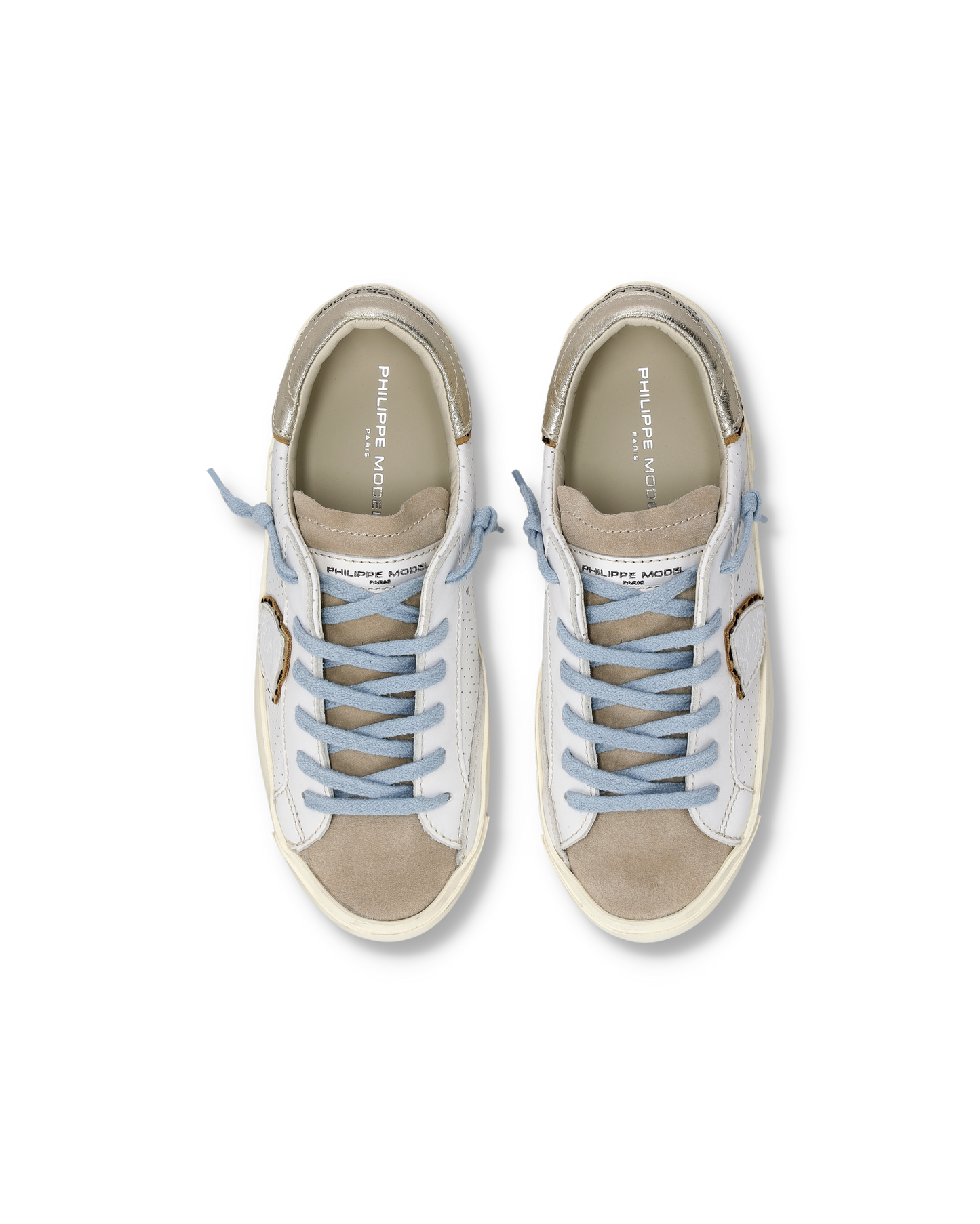 Baskets Prsx Femme, Blanc et Or