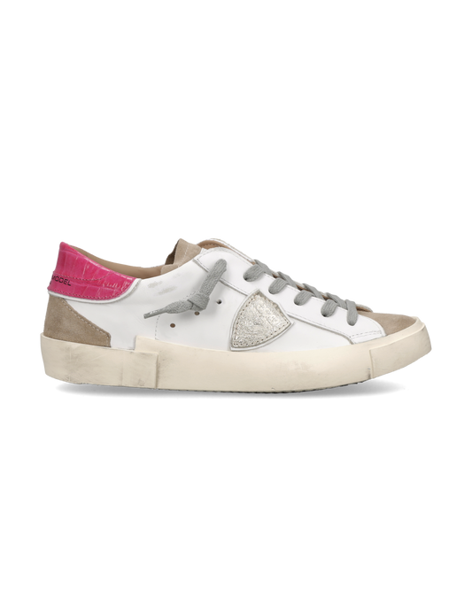 Baskets Prsx Femme, Blanc Fuchsia et Gris Taupe