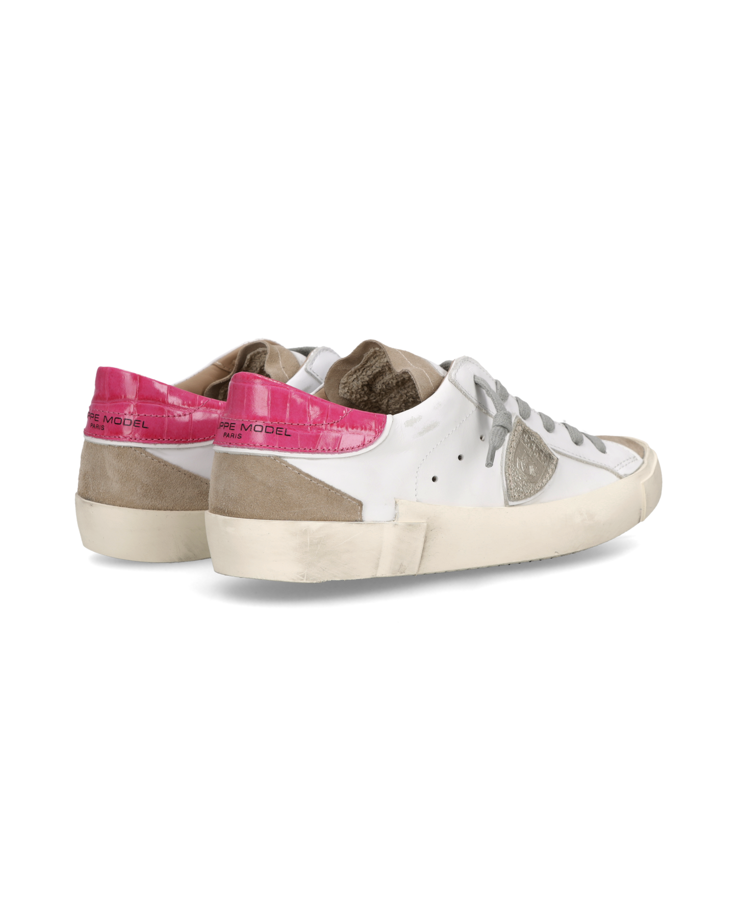 Baskets Prsx Femme, Blanc Fuchsia et Gris Taupe