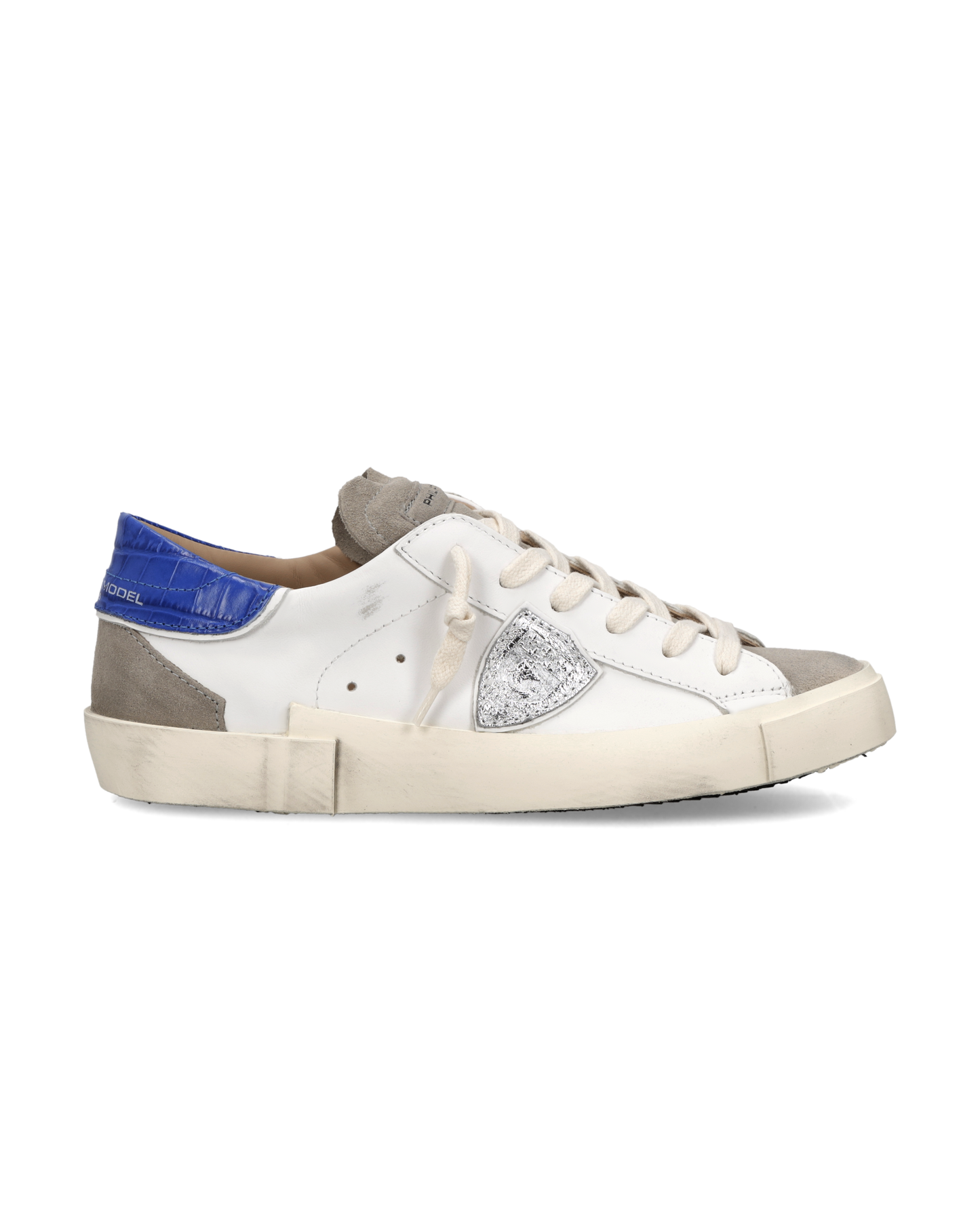 Baskets Prsx Femme, Blanc Bleu et Gris Taupe
