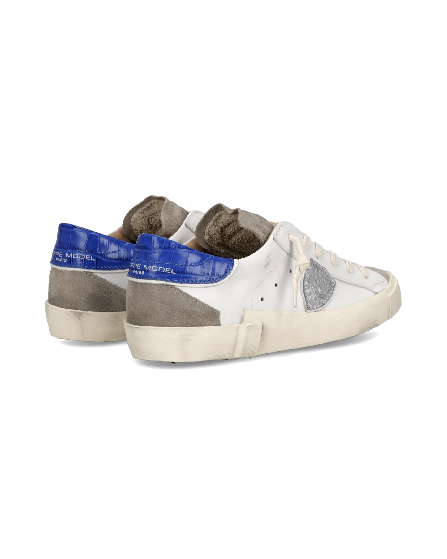 Baskets Prsx Femme, Blanc Bleu et Gris Taupe