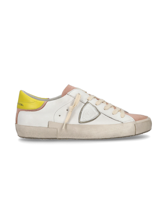 Baskets casual Prsx femme en cuir, jaune et rose