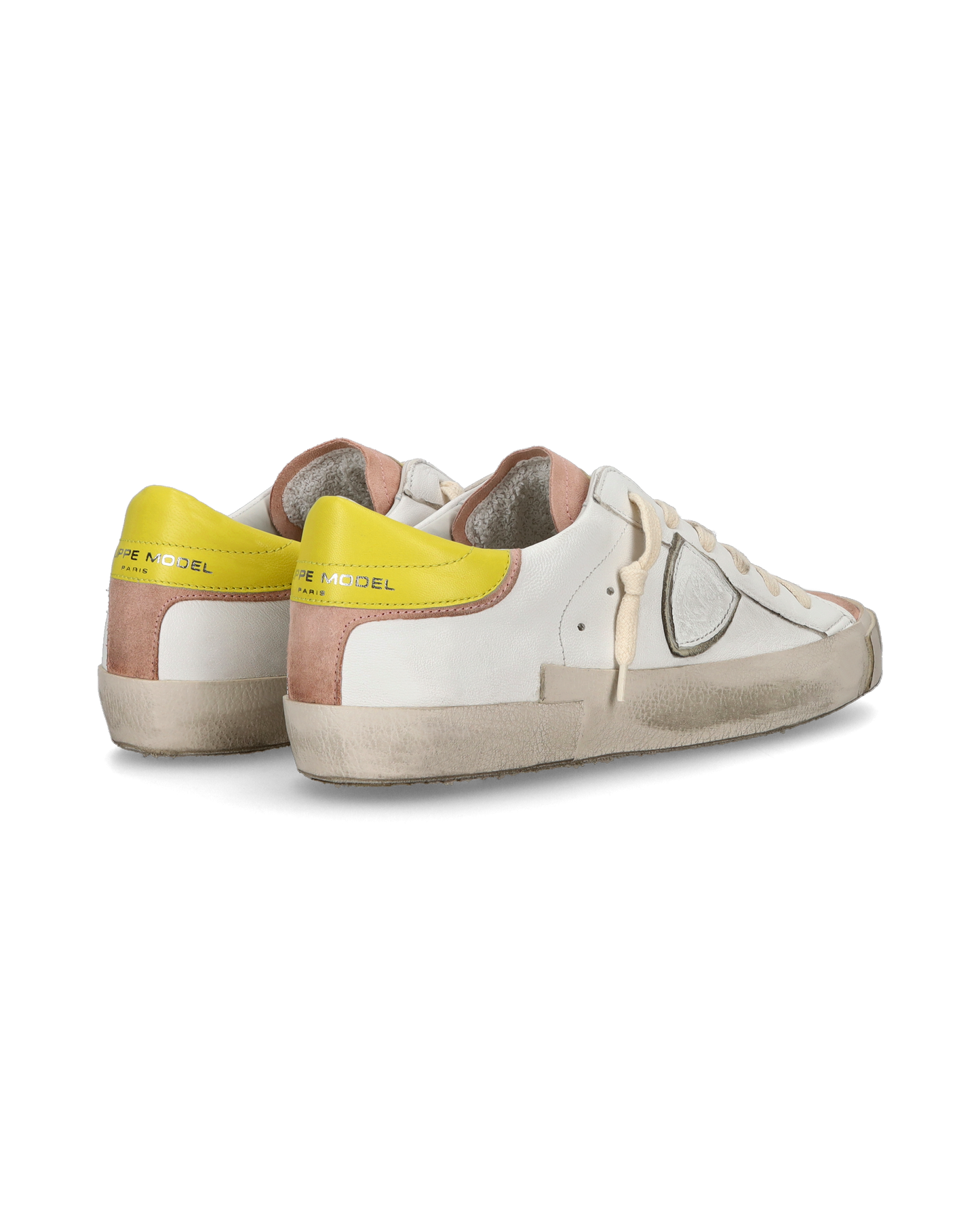 Baskets casual Prsx femme en cuir, jaune et rose