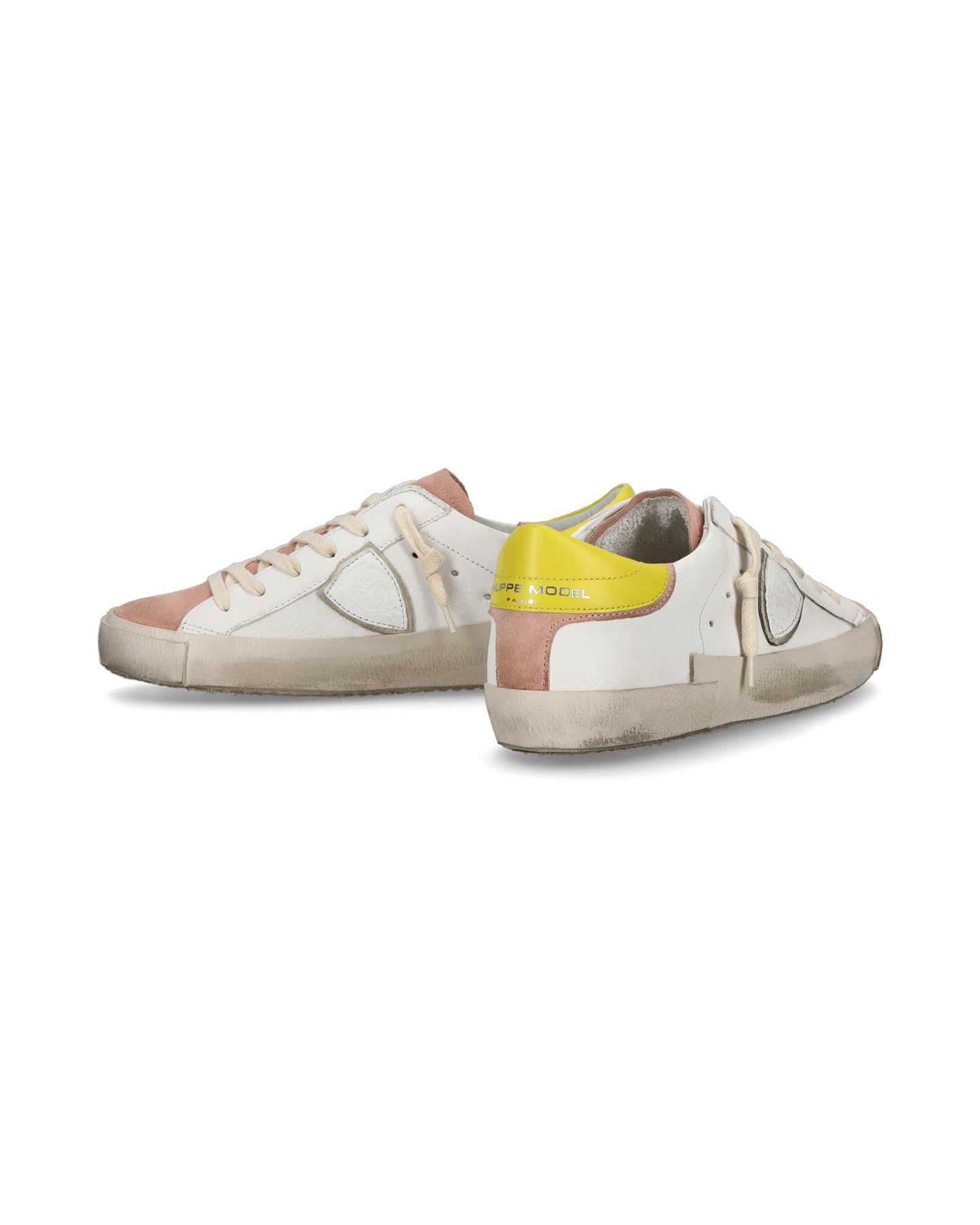 Baskets casual Prsx femme en cuir, jaune et rose