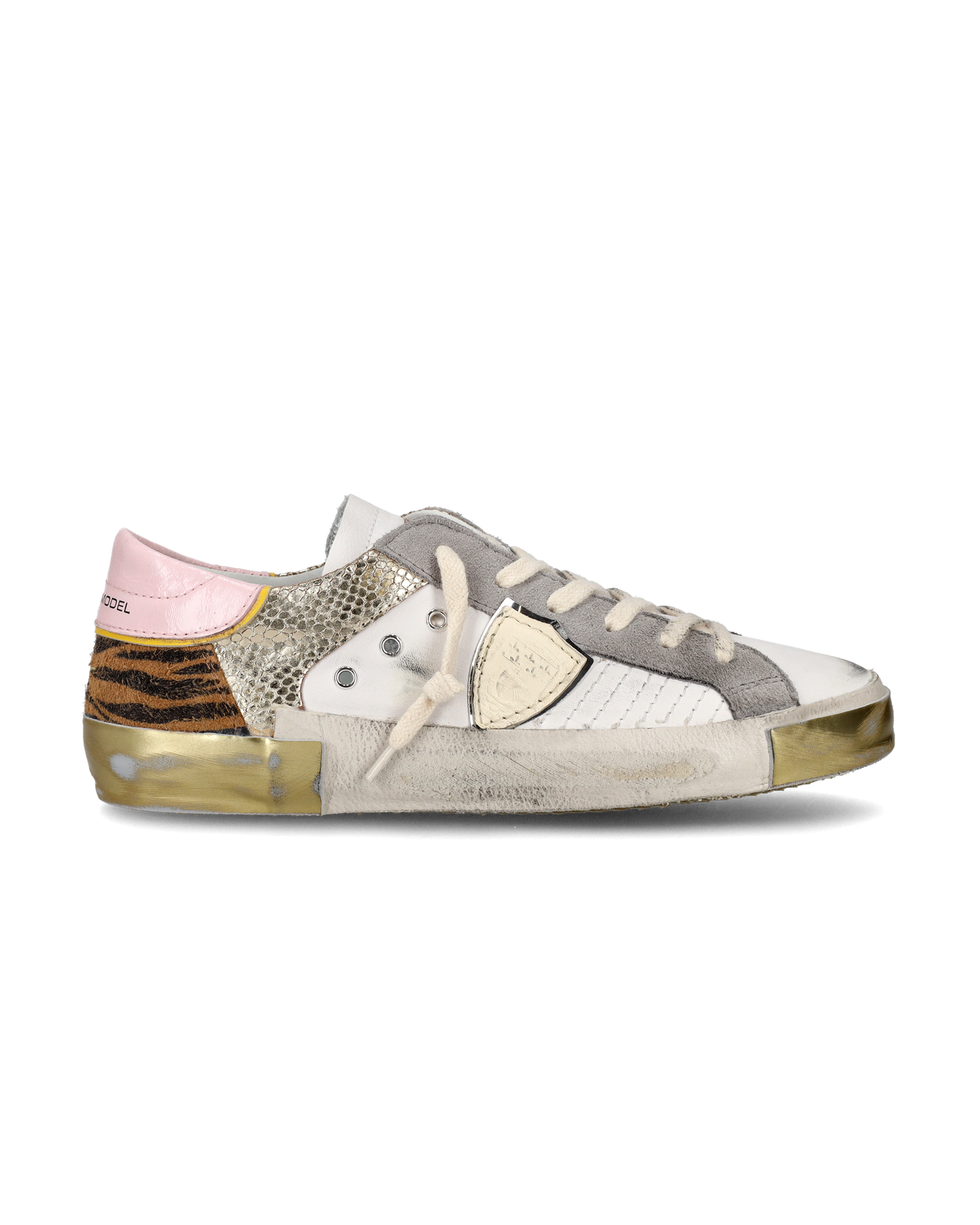 Sneaker bassa PRSX donna - bianco, animalier e oro