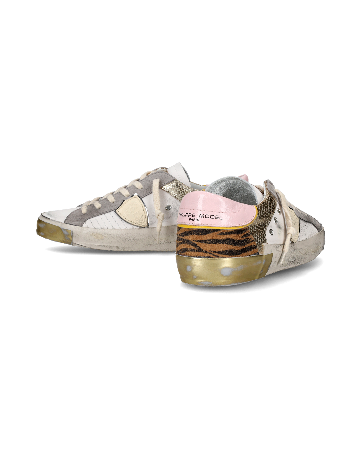 Sneaker bassa PRSX donna - bianco, animalier e oro