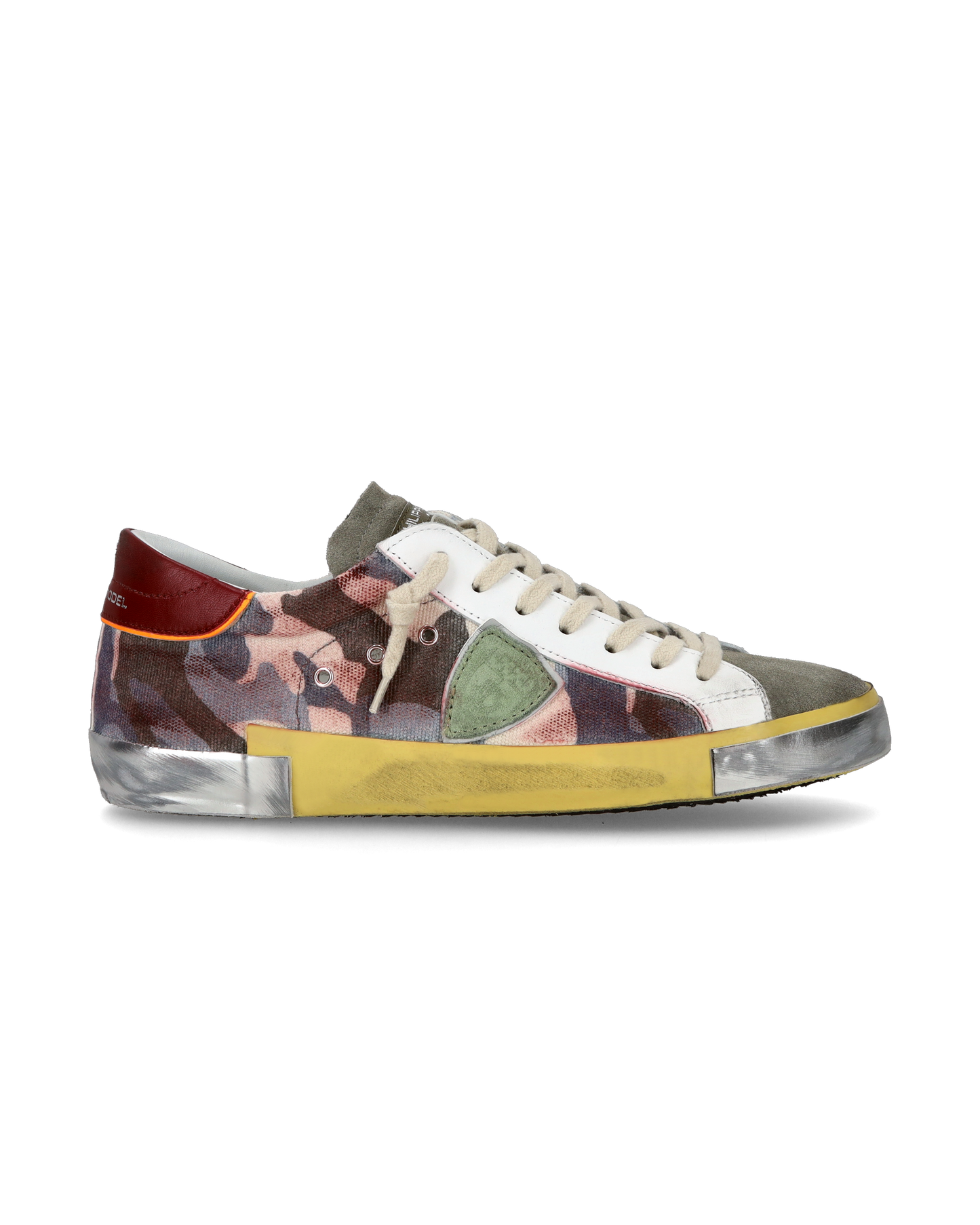 Sneaker casual Prsx da uomo in pelle stampata - Bordeaux e verde