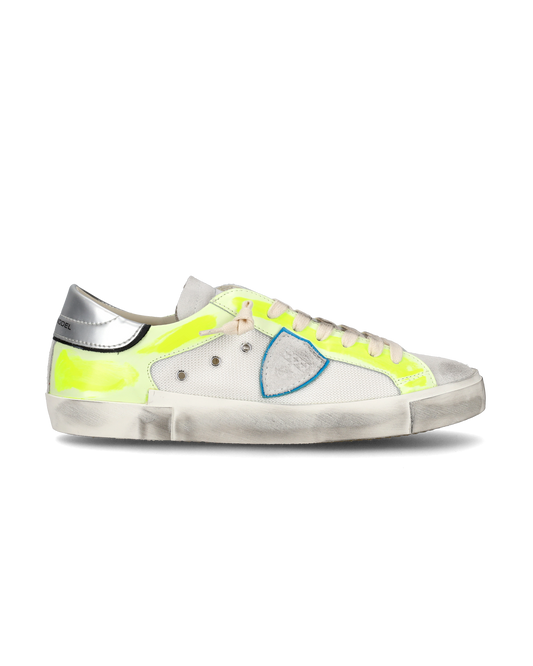 Sneaker basse Prsx uomo - bianco e giallo fluo