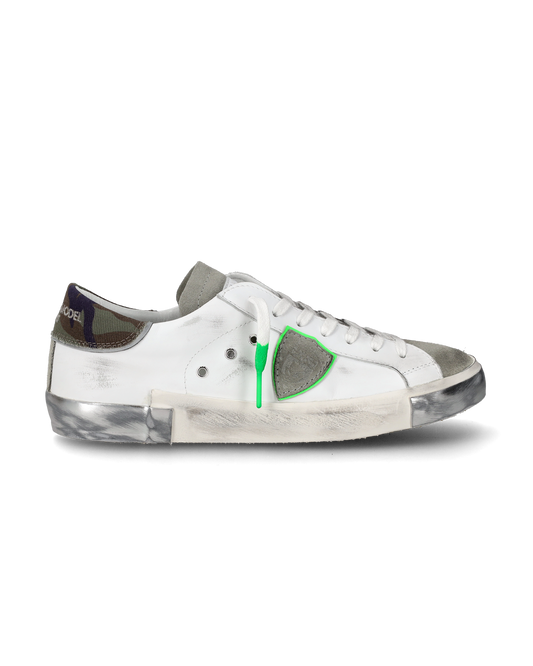 Men's Prsx Low-Top Sneakers in Leather, White Green