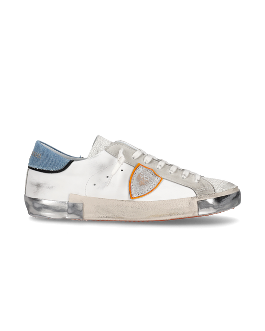 Men's low Prsx sneaker - white and light blue