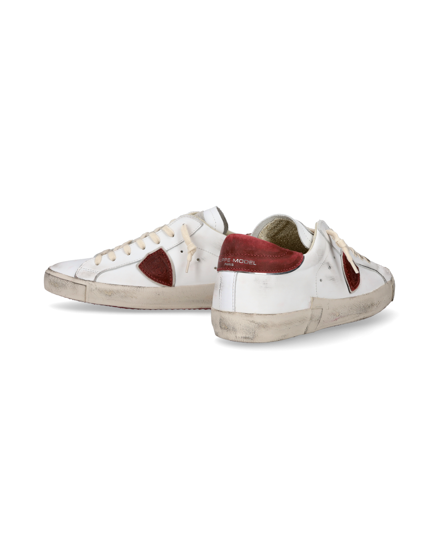 Baskets casual Prsx homme en cuir, blanc et rouge