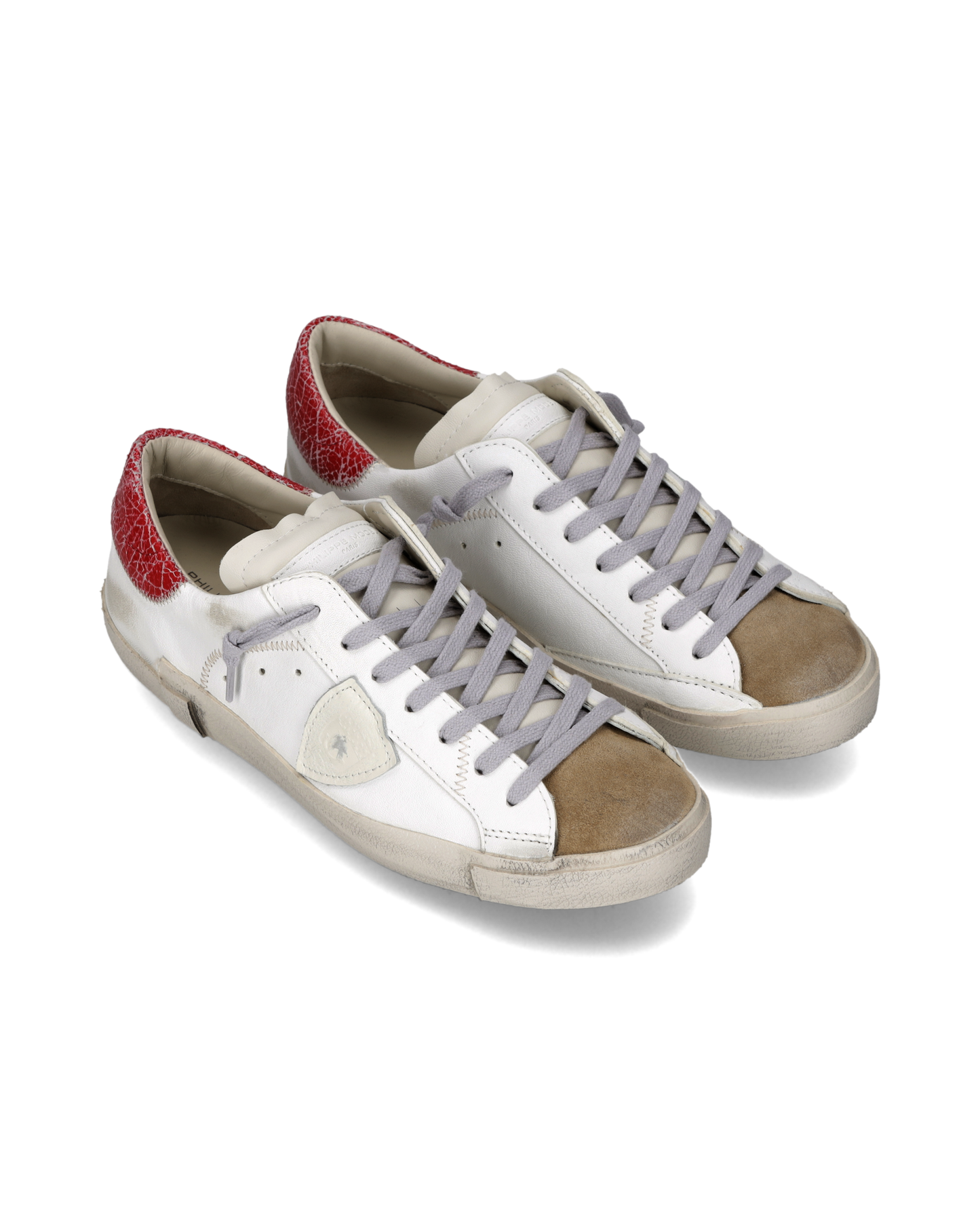 Baskets Prsx Homme, Blanc et Rouge