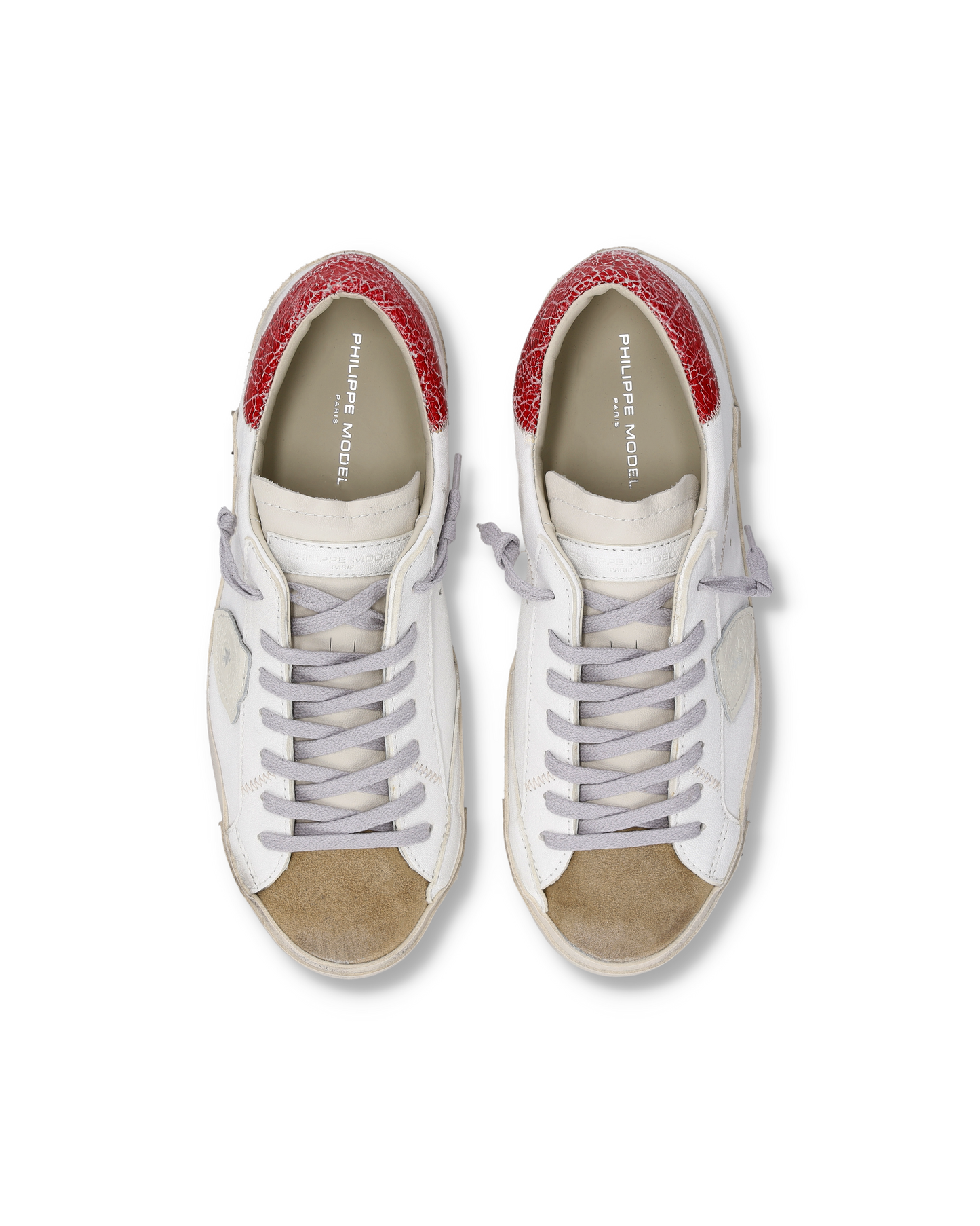 Baskets Prsx Homme, Blanc et Rouge