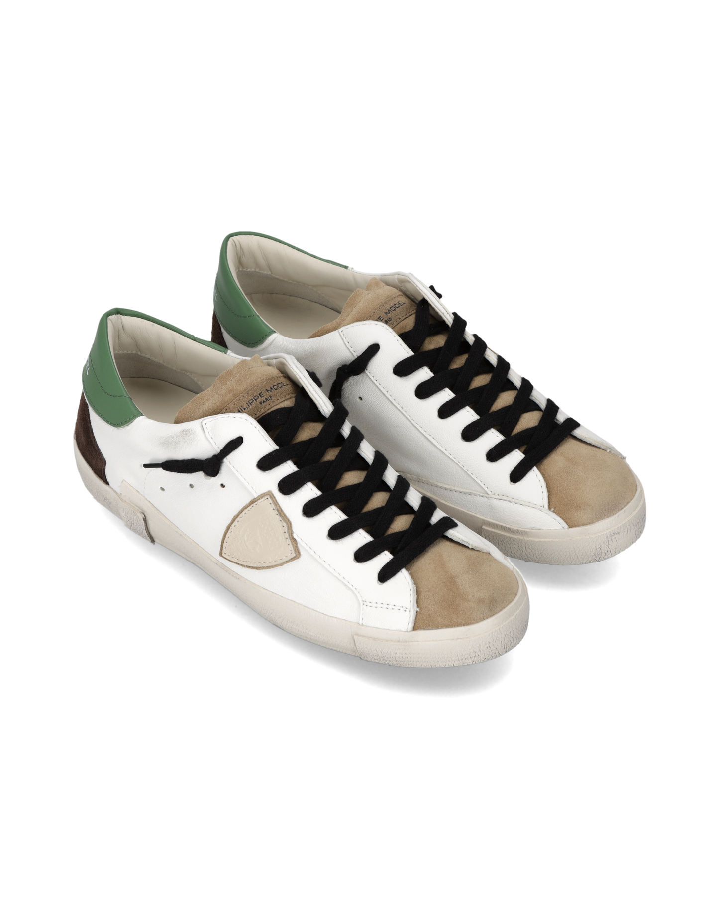 Baskets Prsx Homme, Blanc Vert Bouteille et Marron