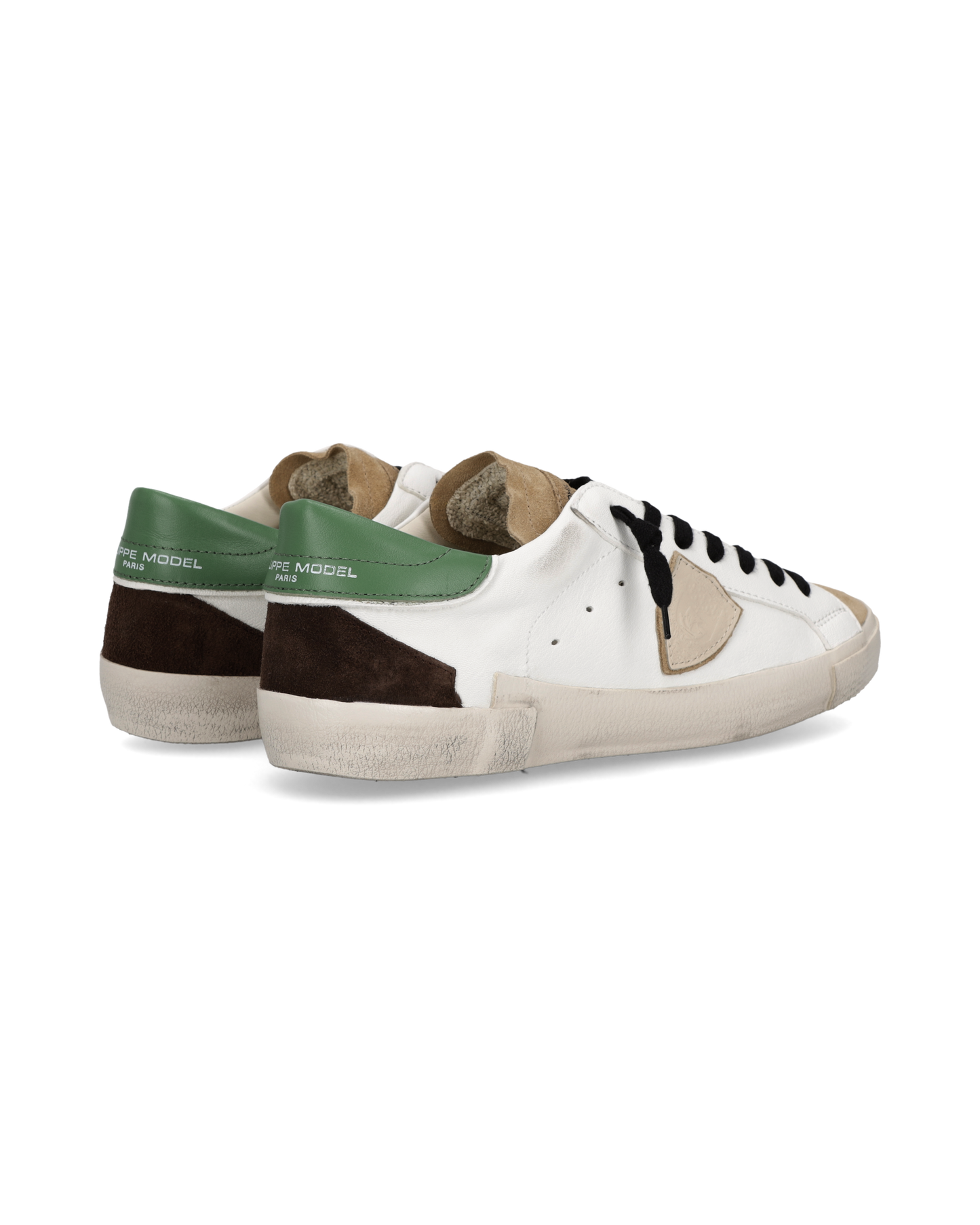 Baskets Prsx Homme, Blanc Vert Bouteille et Marron