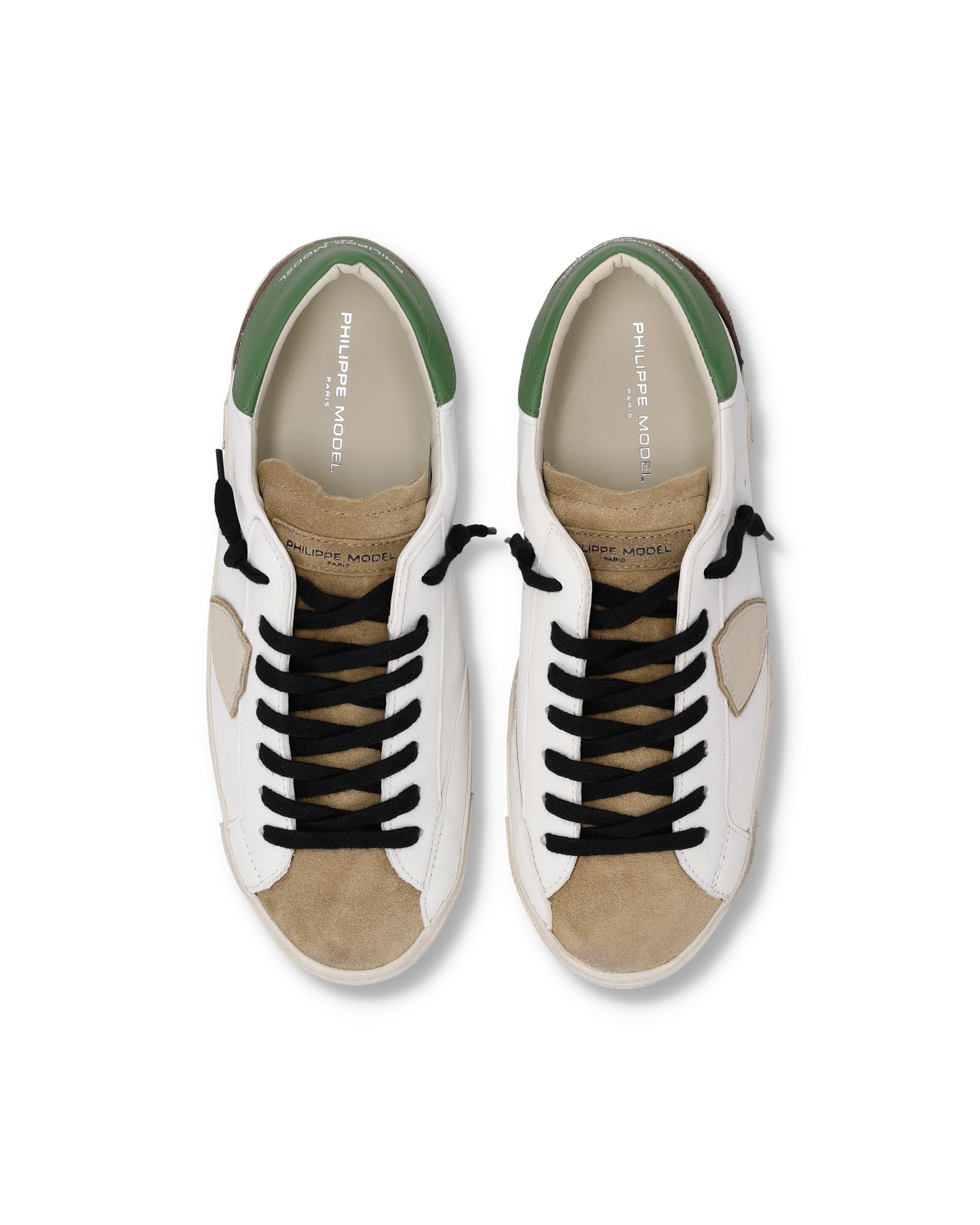 Baskets Prsx Homme, Blanc Vert Bouteille et Marron