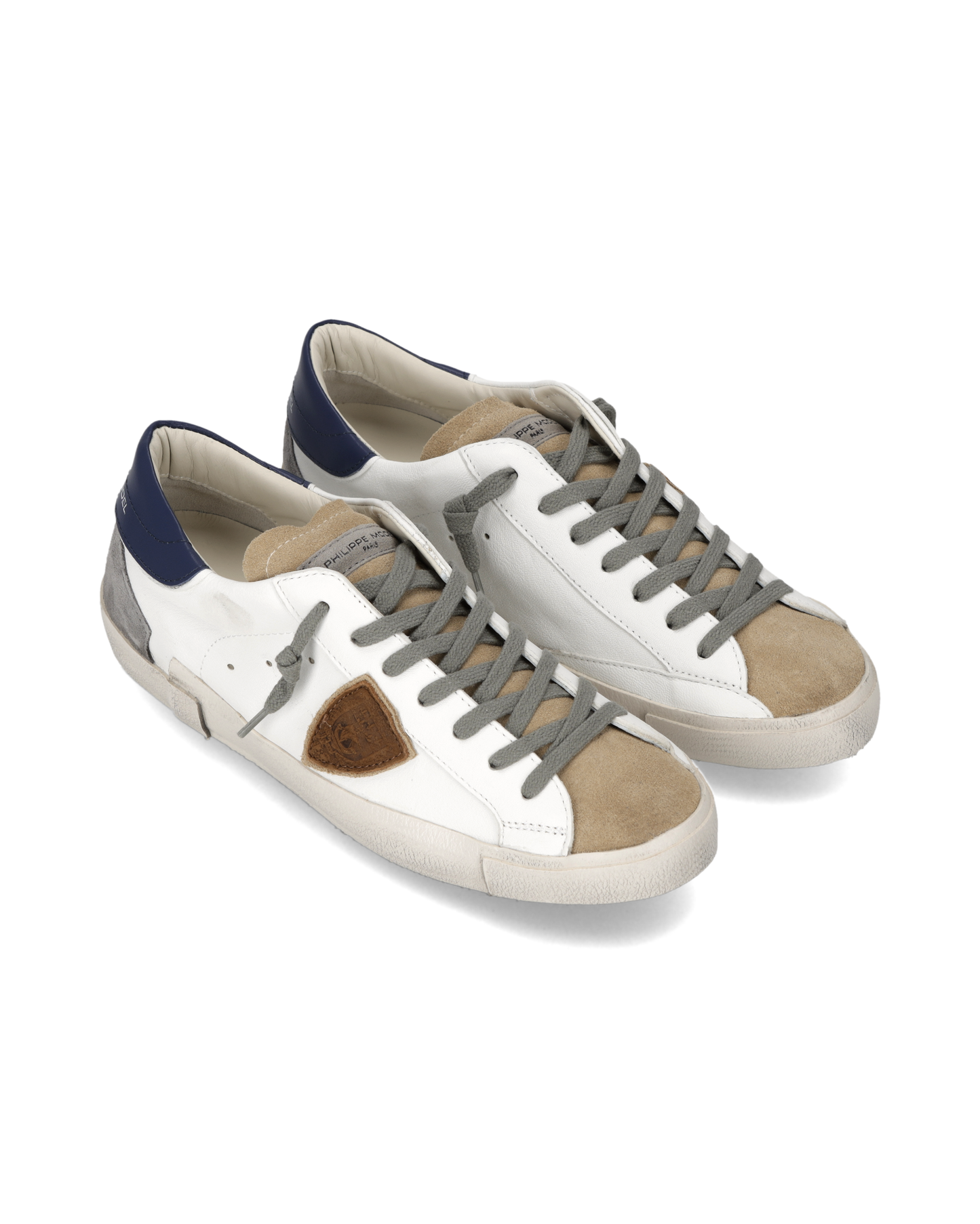 Baskets Prsx Homme, Blanc Bleu et Gris