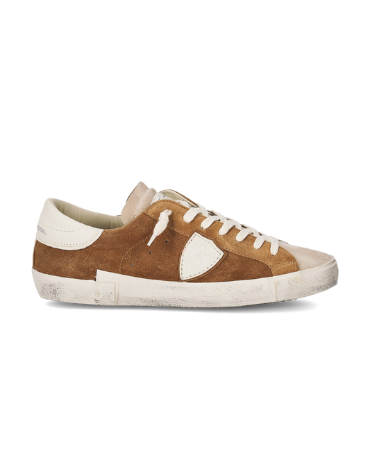 Baskets Prsx Homme, Cognac et Beige