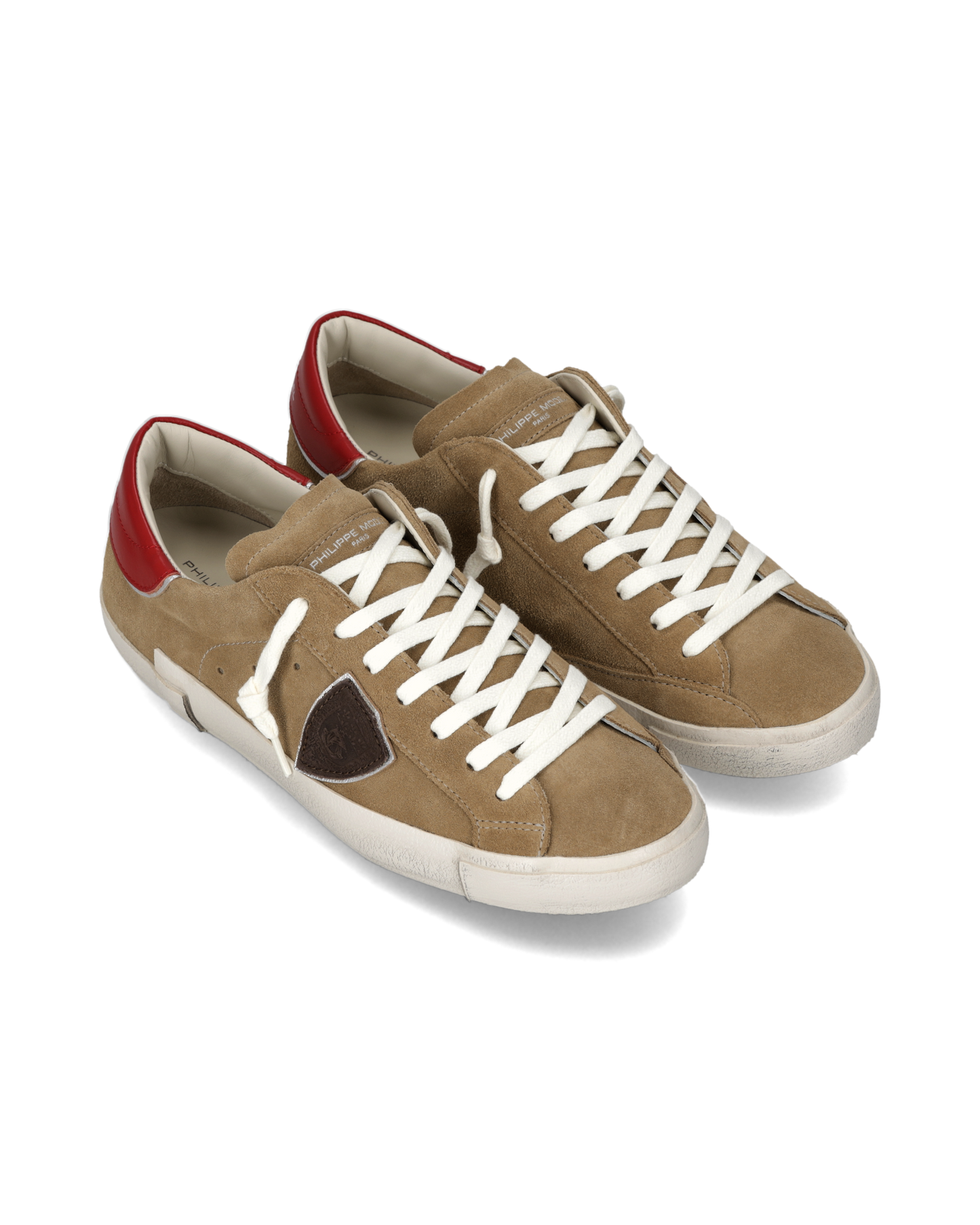 Baskets Prsx Homme, Beige et Rouge