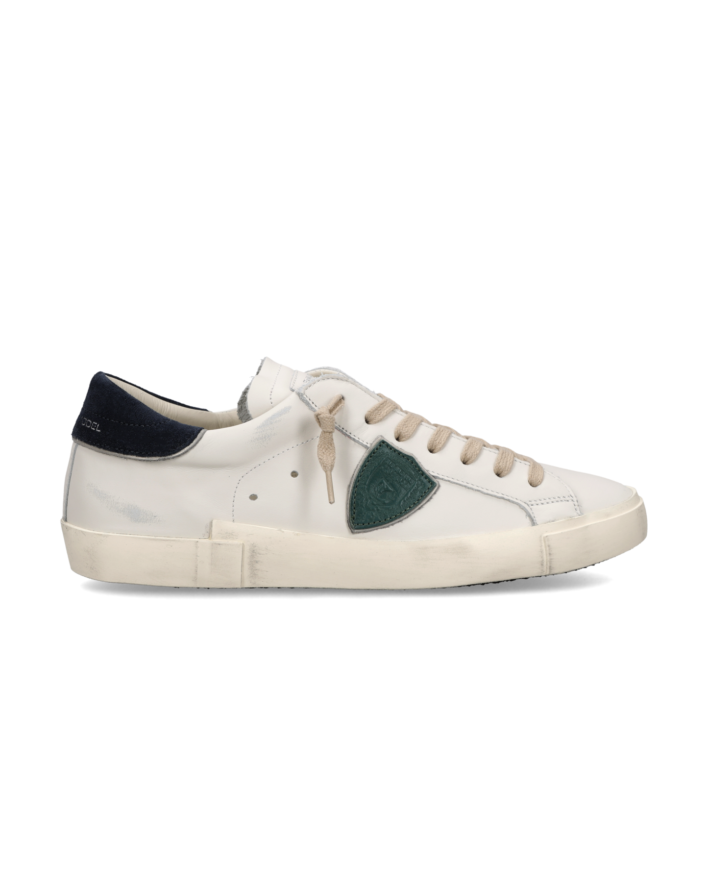 Baskets Prsx Homme avec un Empiècement en Daim lisse, Lait Bleu
