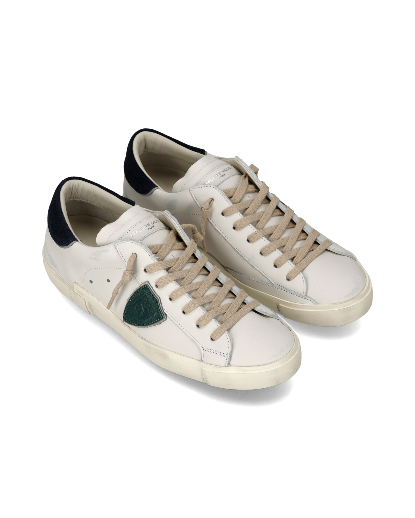 Baskets Prsx Homme avec un Empiècement en Daim lisse, Lait Bleu