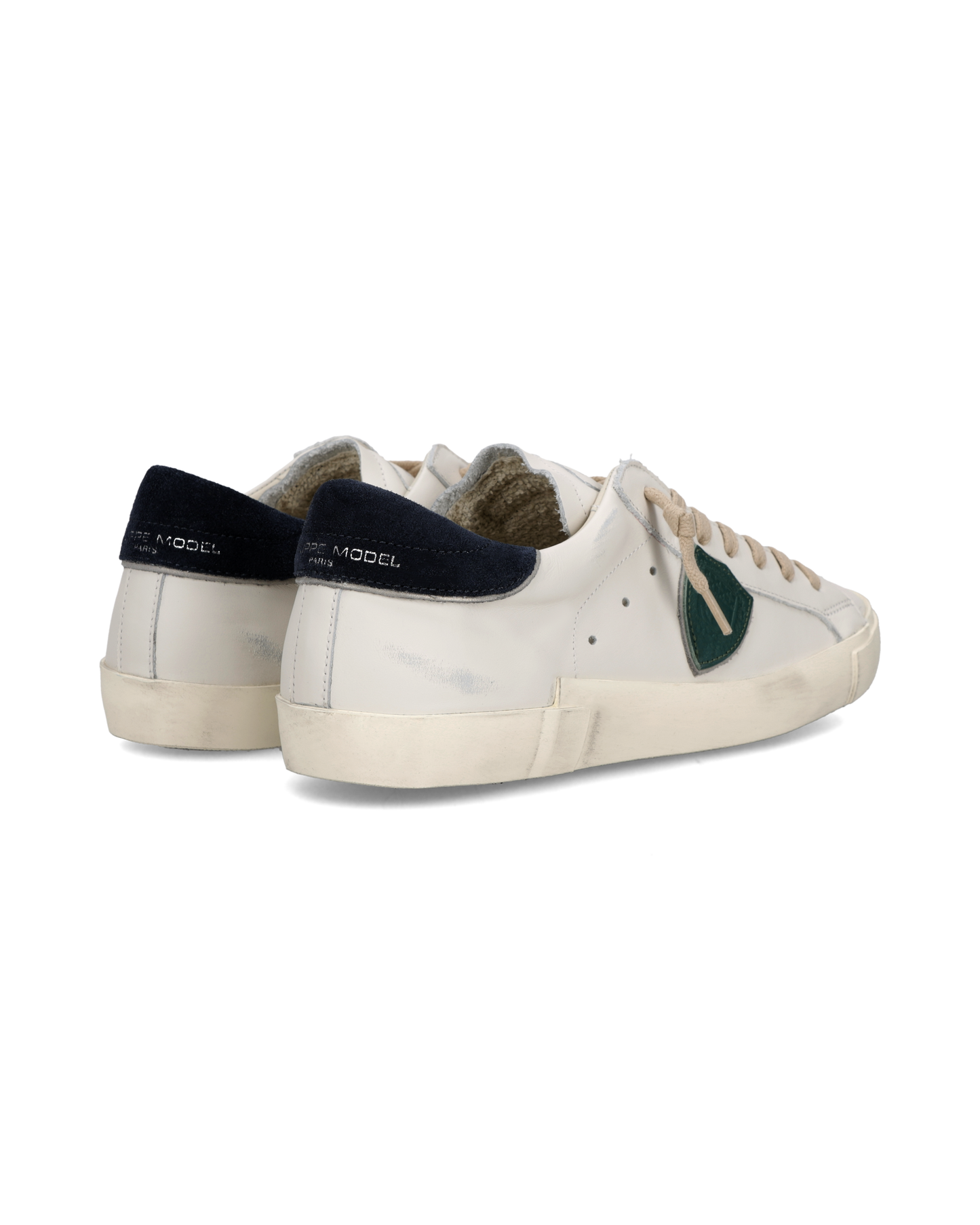 Baskets Prsx Homme avec un Empiècement en Daim lisse, Lait Bleu