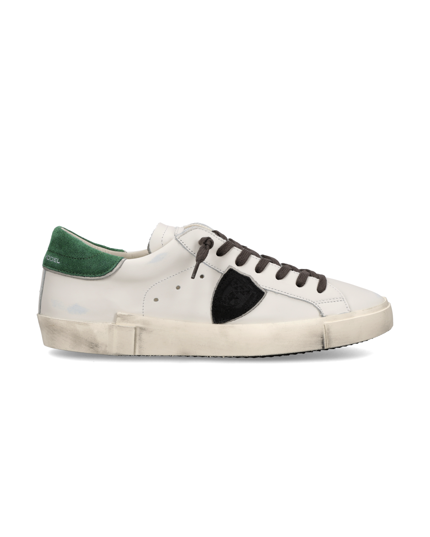 Baskets Prsx Homme avec un Empiècement en Daim lisse, Blanc Vert Bouteille