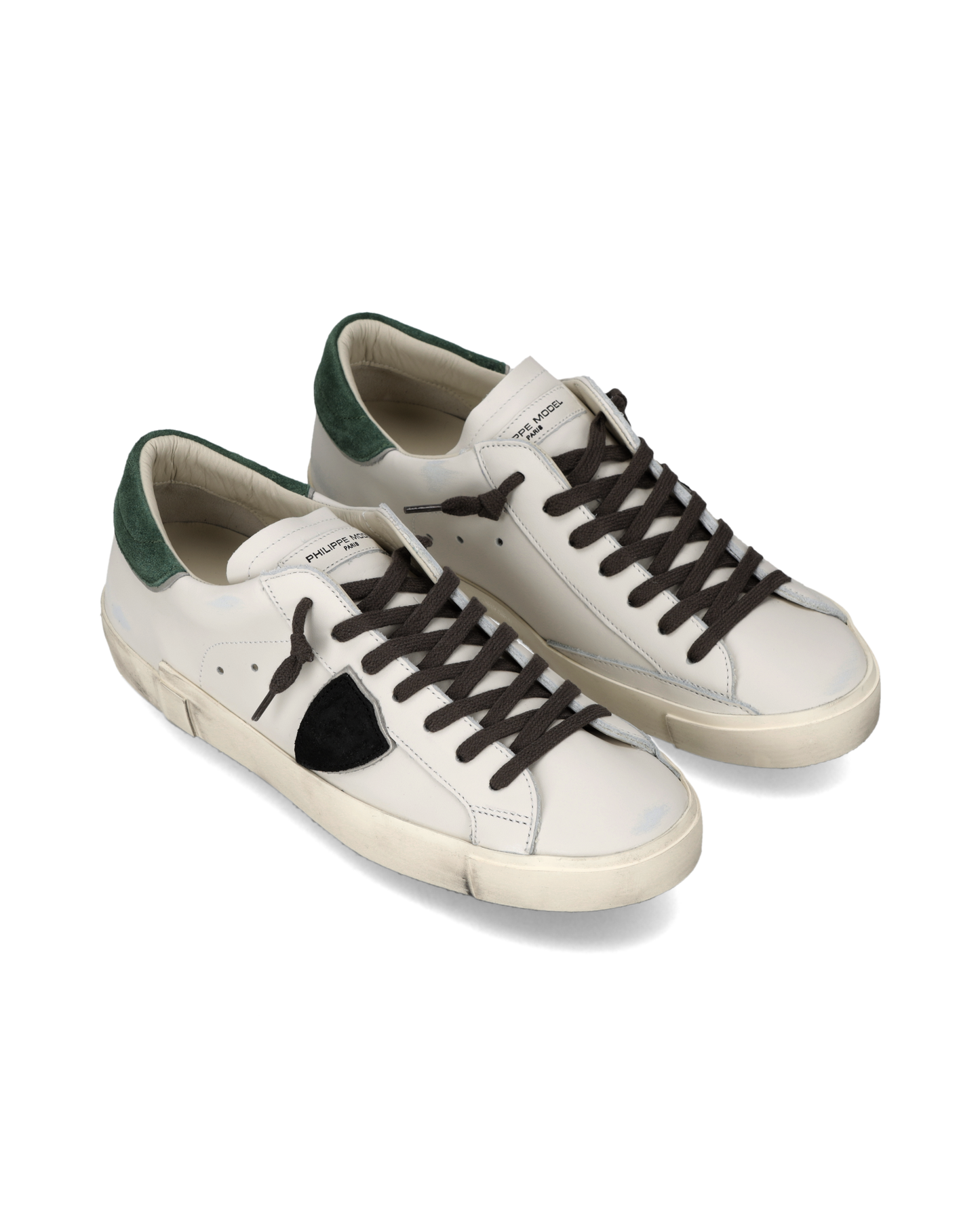 Baskets Prsx Homme avec un Empiècement en Daim lisse, Blanc Vert Bouteille