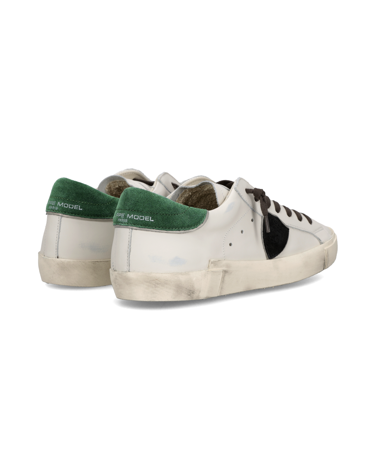 Baskets Prsx Homme avec un Empiècement en Daim lisse, Blanc Vert Bouteille
