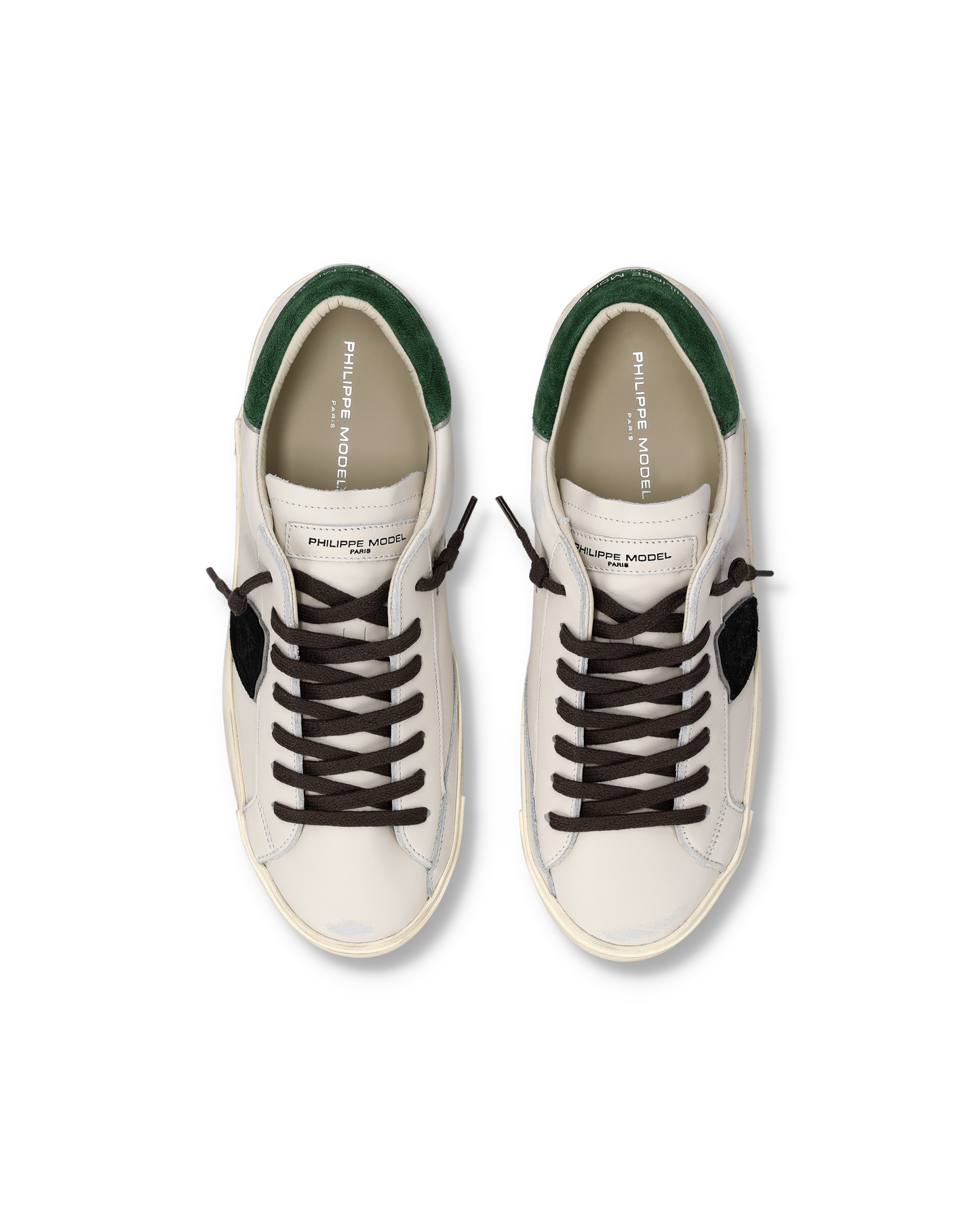 Baskets Prsx Homme avec un Empiècement en Daim lisse, Blanc Vert Bouteille