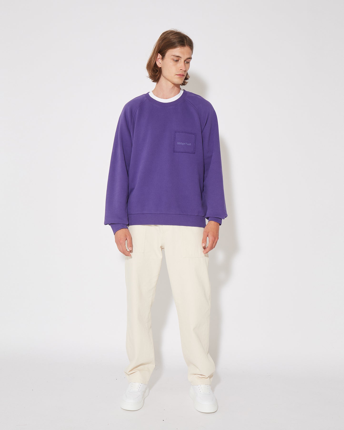 Pullover mit Rundhalsausschnitt für Herren aus Jersey – Lila