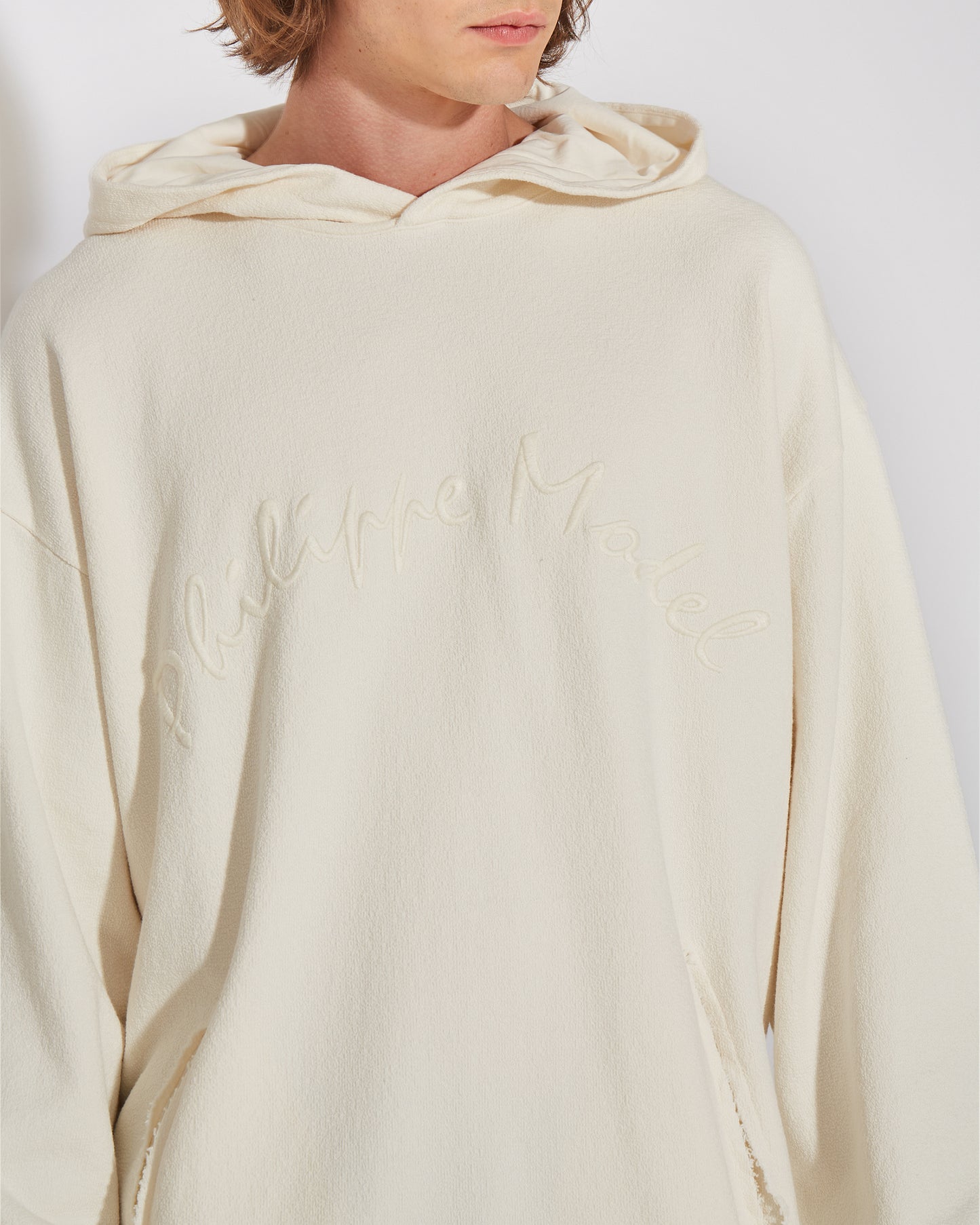 Felpa con cappuccio JEROME da Uomo Ecru in Pelle