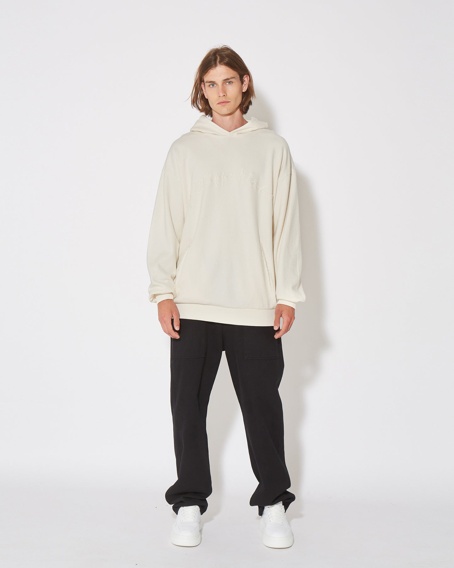 Felpa con cappuccio JEROME da Uomo Ecru in Pelle