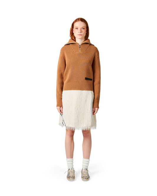 Maglione Half Zip Beige da Donna