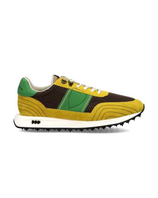 Sneakers Running Tour Uomo, Marrone Giallo Verde