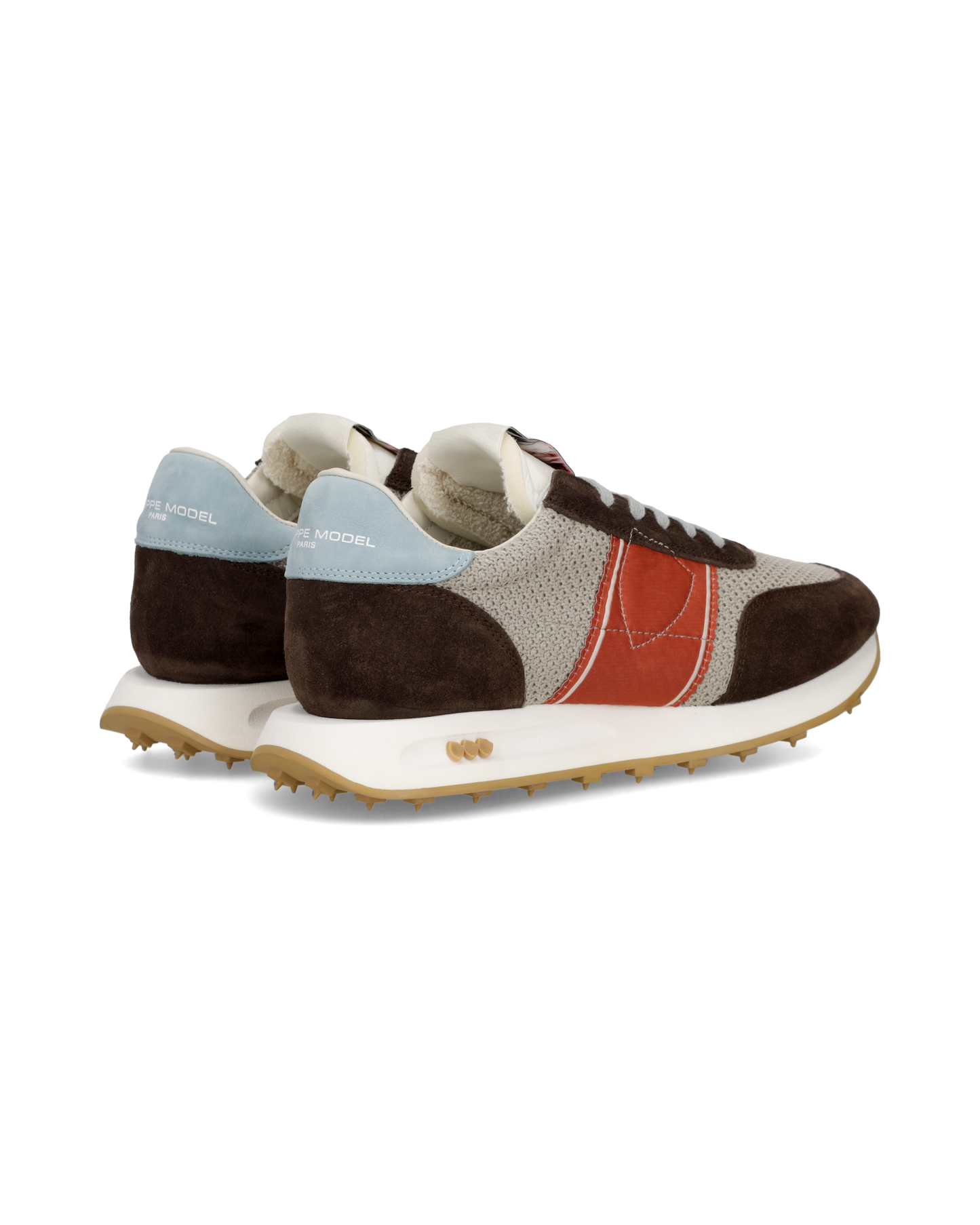 Baskets Running Tour Homme, Beige Marron et Rouge