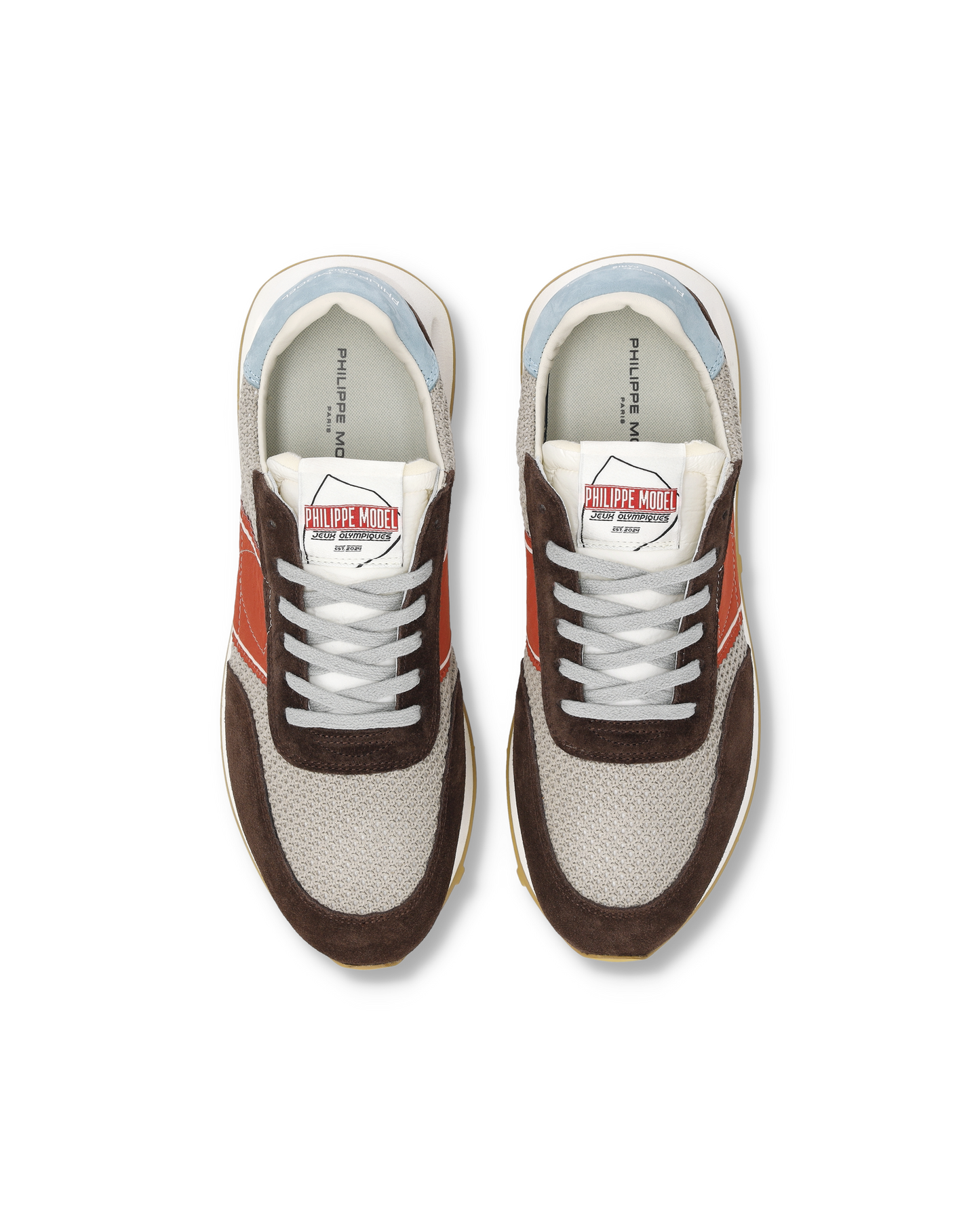 Baskets Running Tour Homme, Beige Marron et Rouge