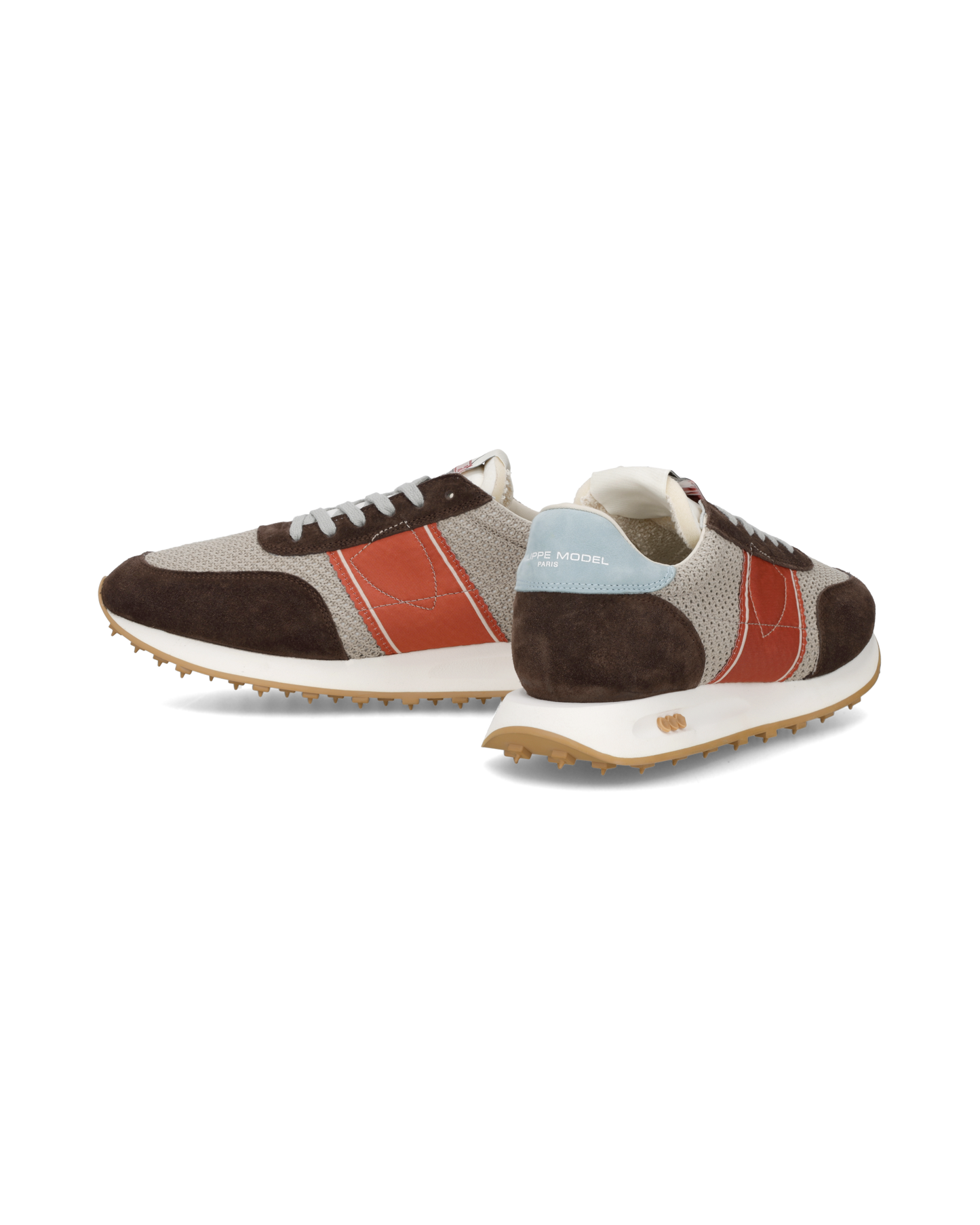 Baskets Running Tour Homme, Beige Marron et Rouge