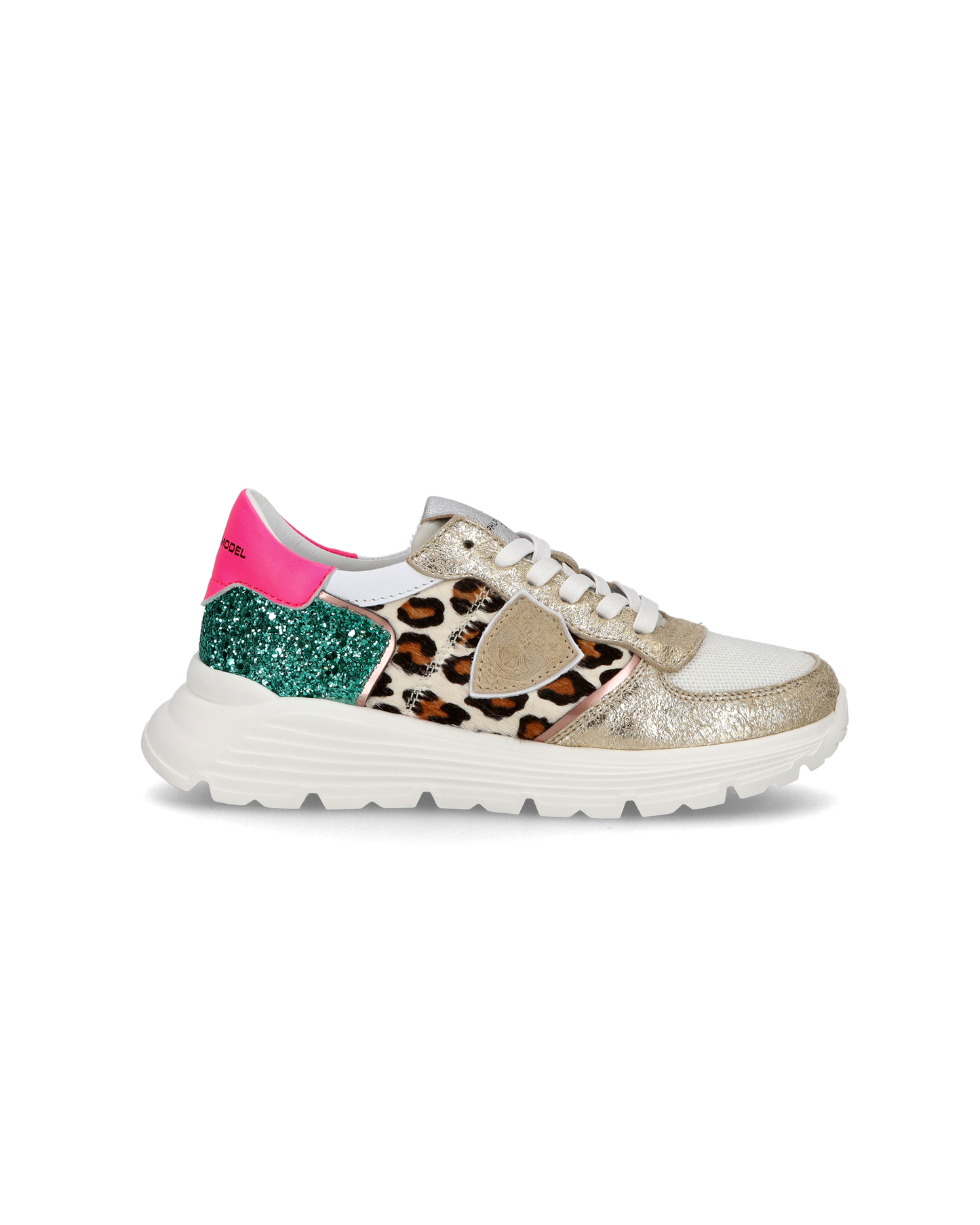 Sneakers basse Trpx Haute da Ragazzo in pelle e glitter, Bianco Verde