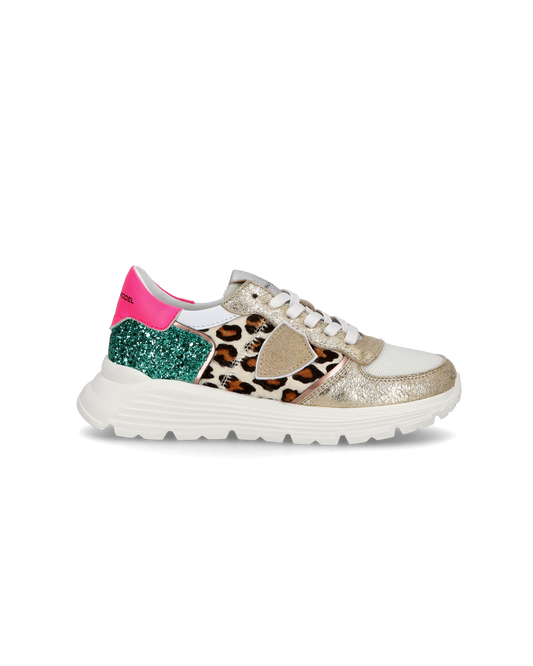 Sneakers basse Trpx Haute da Ragazzo in pelle e glitter, Bianco Verde