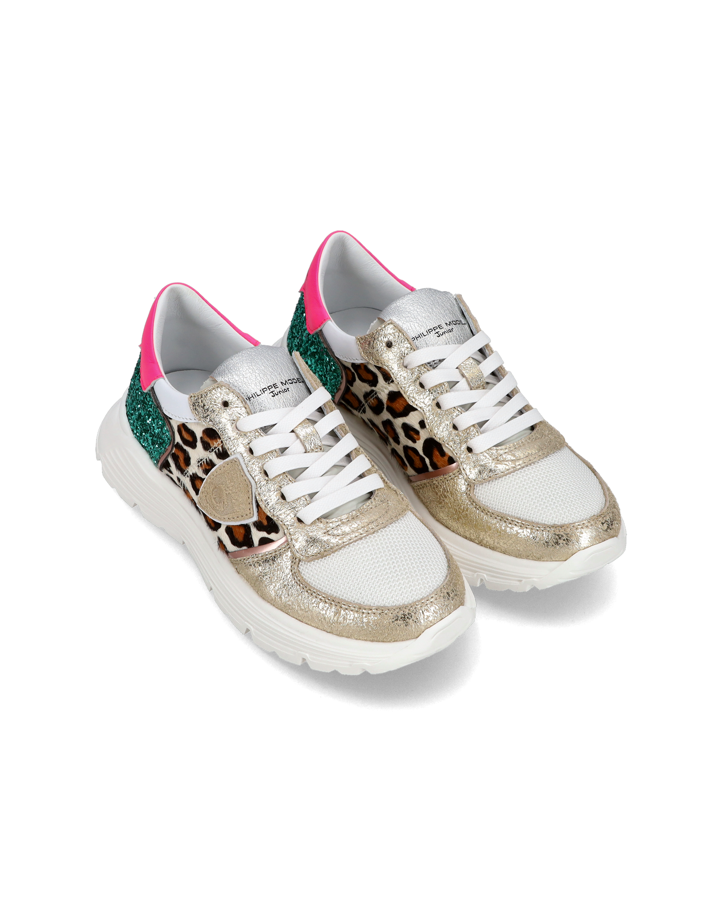 Sneakers basse Trpx Haute da Ragazzo in pelle e glitter, Bianco Verde