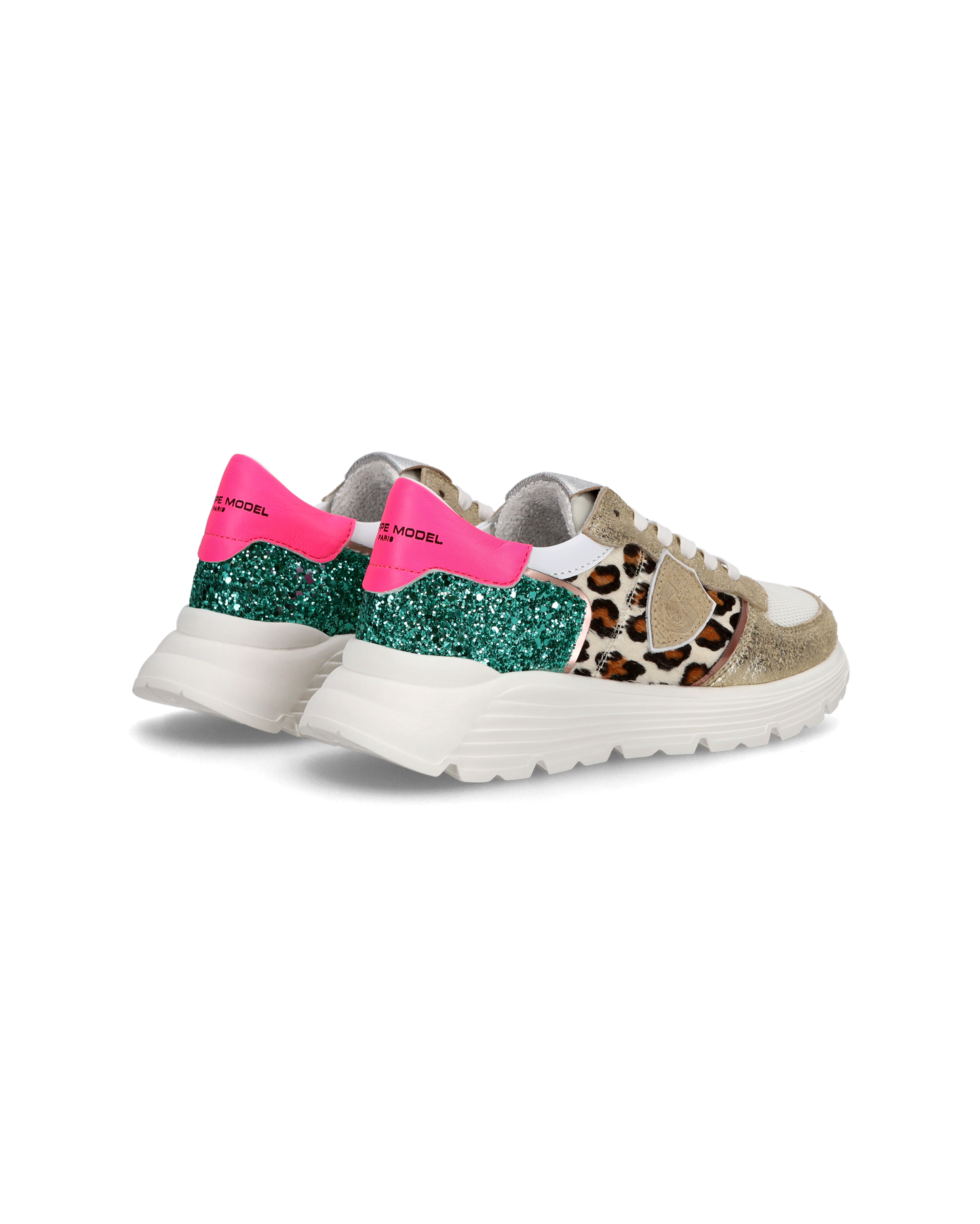 Sneakers basse Trpx Haute da Ragazzo in pelle e glitter, Bianco Verde