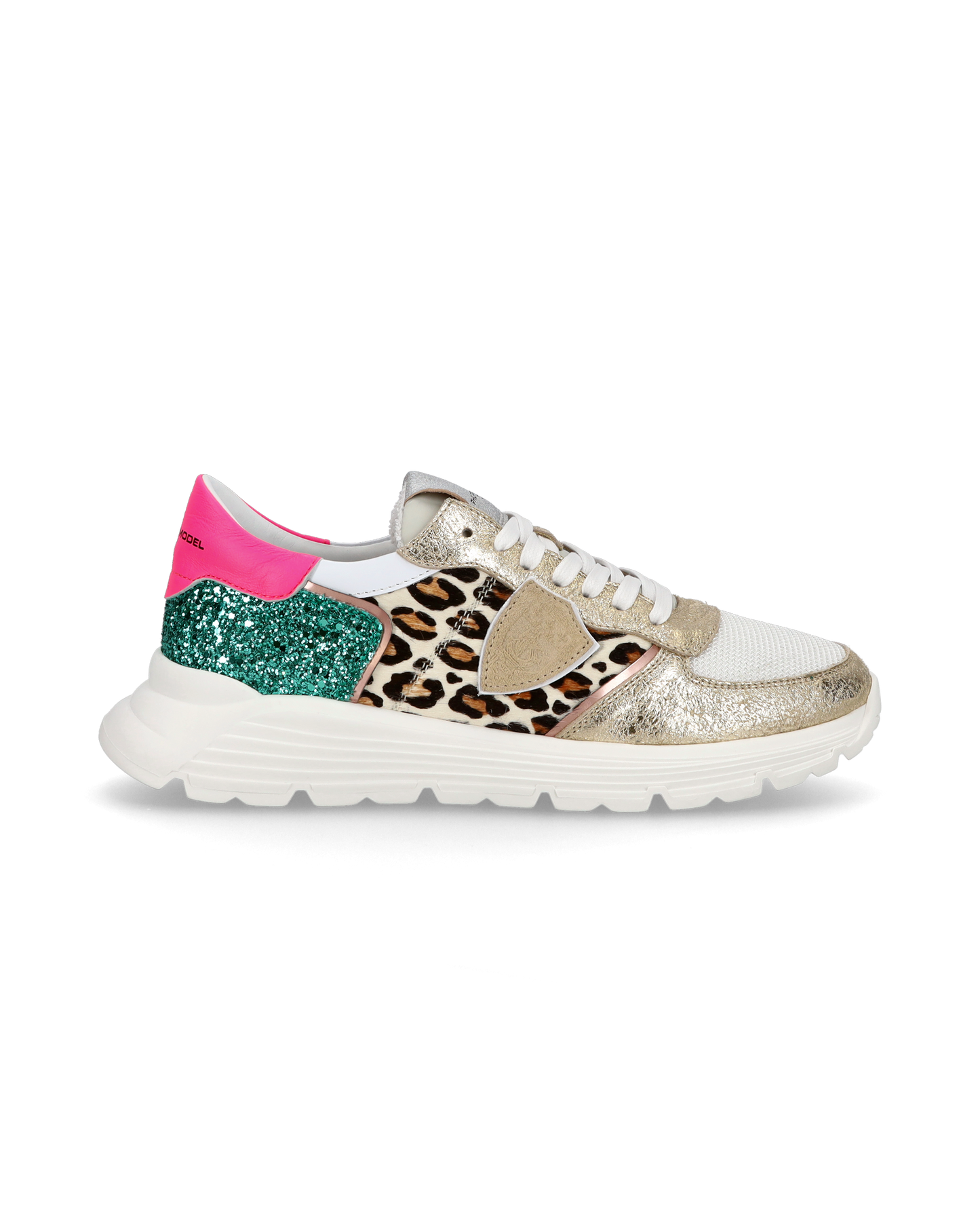 Sneakers basse Trpx Haute da Ragazzo in pelle e glitter, Bianco Verde