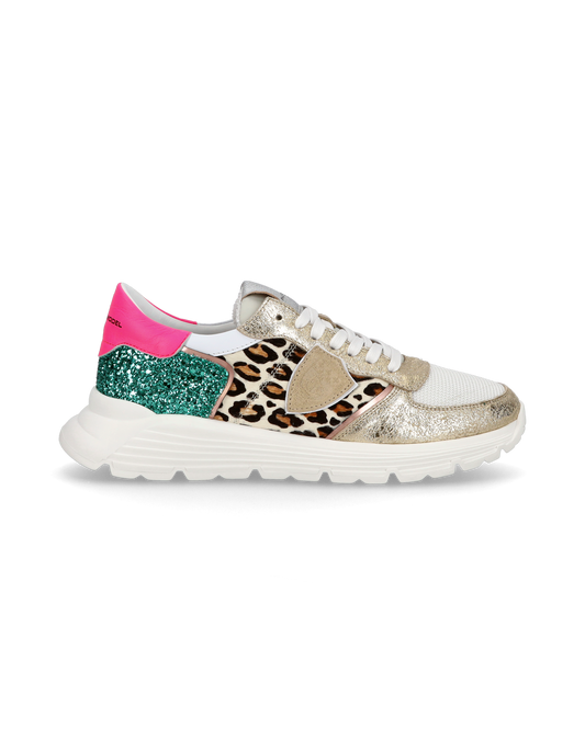 Sneakers basse Trpx Haute da Ragazzo in pelle e glitter, Bianco Verde