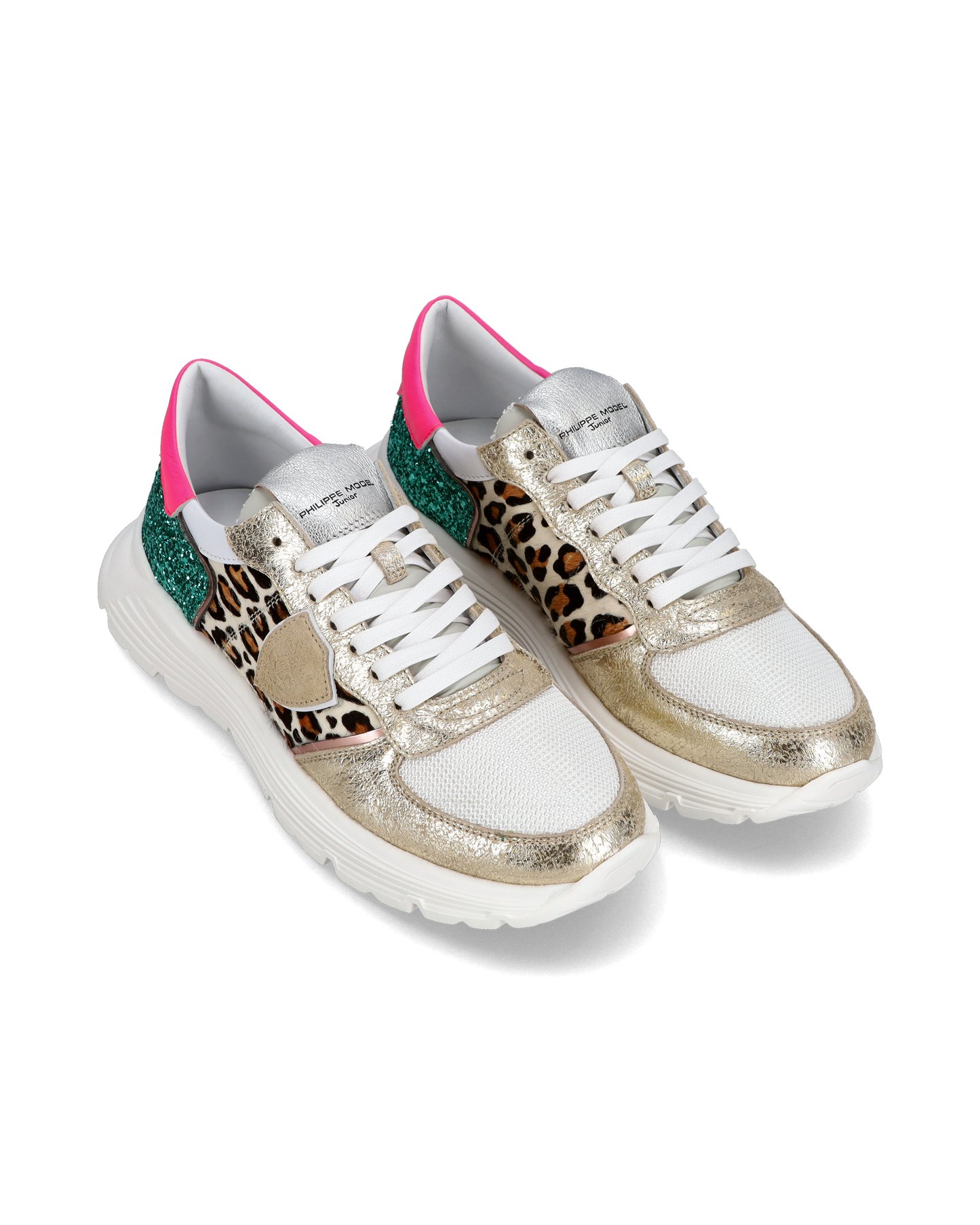 Sneakers basse Trpx Haute da Ragazzo in pelle e glitter, Bianco Verde