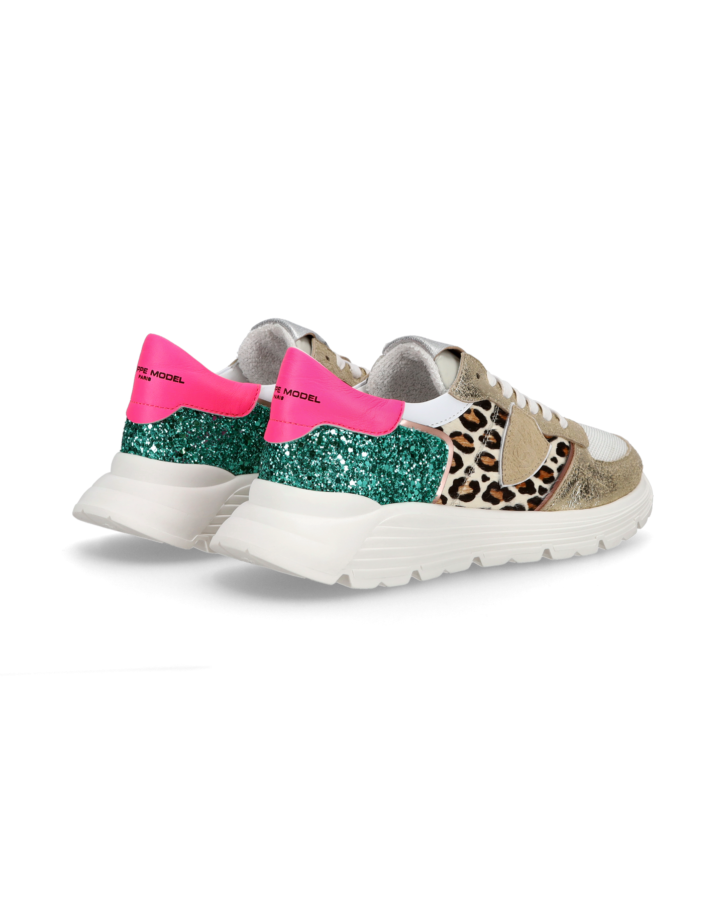 Sneakers basse Trpx Haute da Ragazzo in pelle e glitter, Bianco Verde